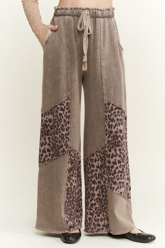 Mineral Washed Leopard Animal Patchwork Pants-pants-Krush Kandy, Women's Online Fashion Boutique Located in Phoenix, Arizona (Scottsdale Area)