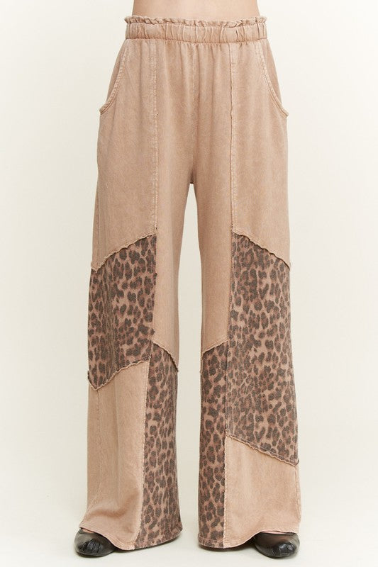 Mineral Washed Leopard Animal Patchwork Pants-pants-Krush Kandy, Women's Online Fashion Boutique Located in Phoenix, Arizona (Scottsdale Area)