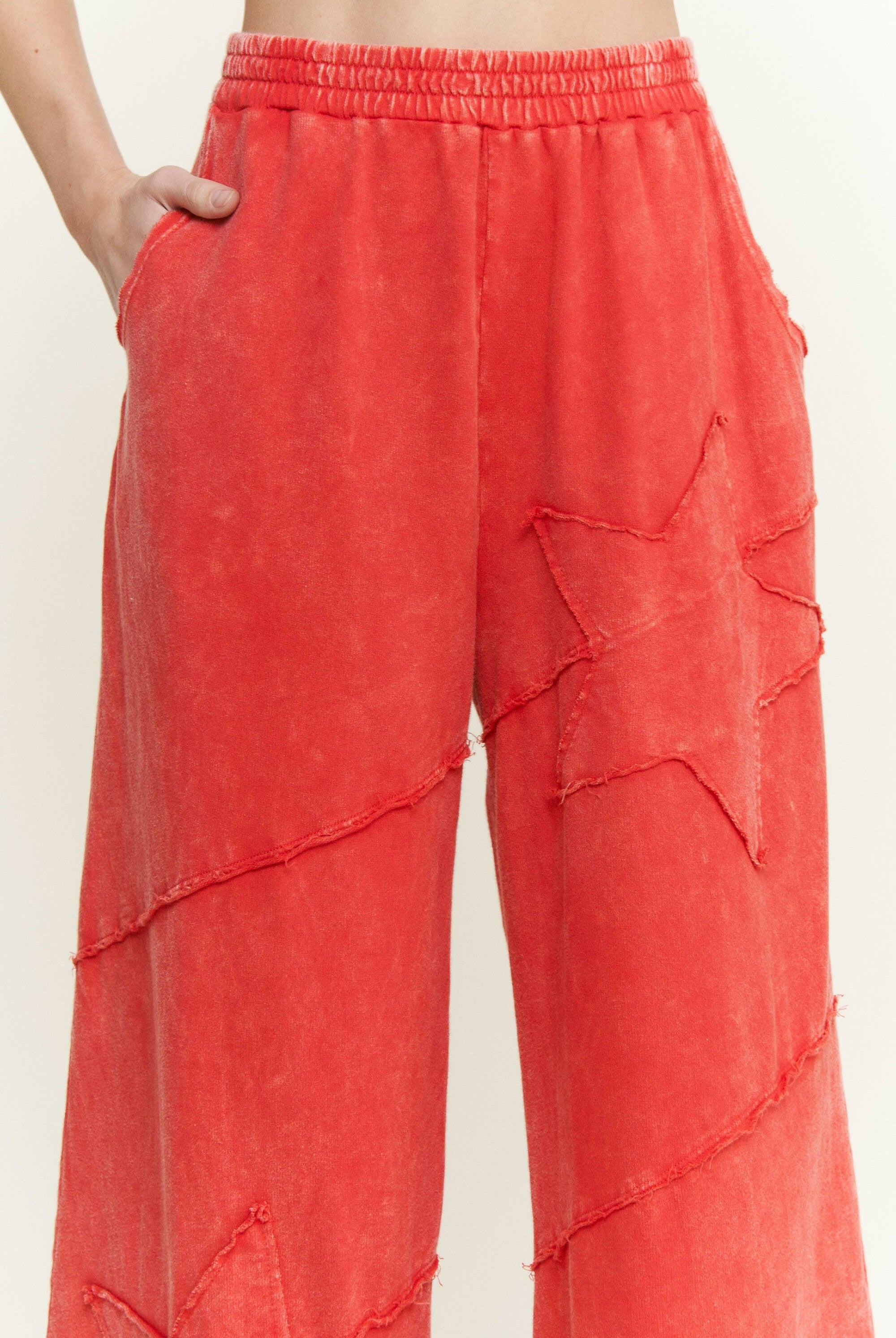 J.HER Mineral Washed Star Patch Wide Leg Cropped Pants-Pants-Krush Kandy, Women's Online Fashion Boutique Located in Phoenix, Arizona (Scottsdale Area)