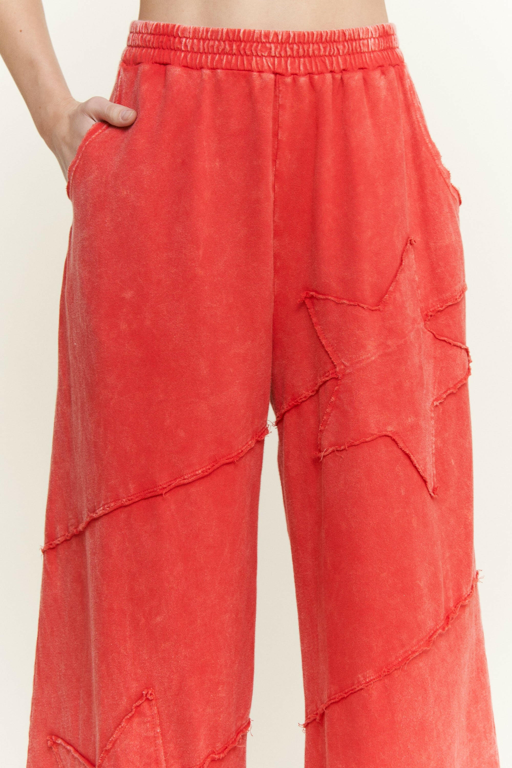 J.HER Mineral Washed Star Patch Wide Leg Cropped Pants-Pants-Krush Kandy, Women's Online Fashion Boutique Located in Phoenix, Arizona (Scottsdale Area)