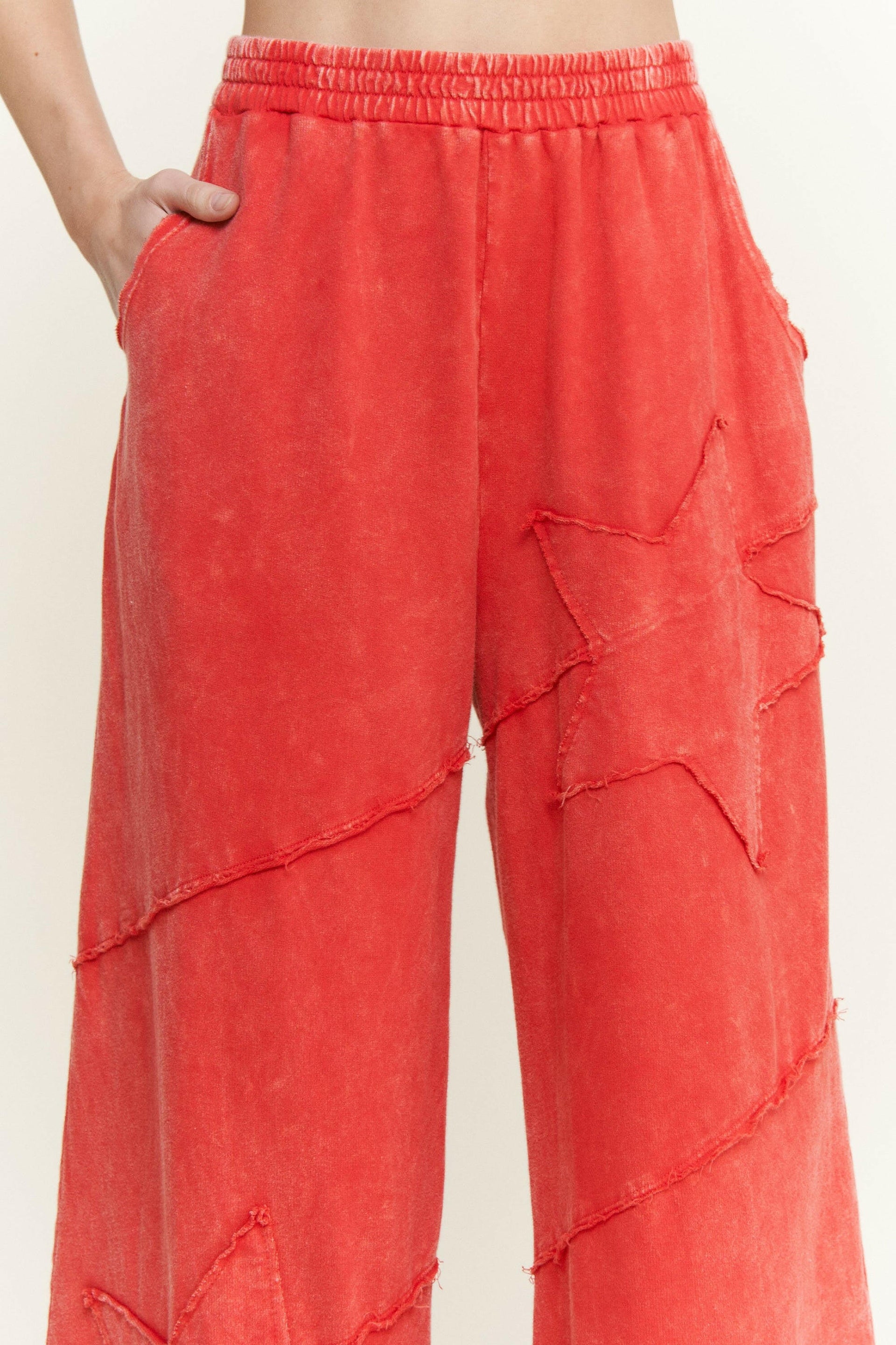 J.HER Mineral Washed Star Patch Wide Leg Cropped Pants-Pants-Krush Kandy, Women's Online Fashion Boutique Located in Phoenix, Arizona (Scottsdale Area)