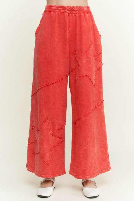 J.HER Mineral Washed Star Patch Wide Leg Cropped Pants-Pants-Krush Kandy, Women's Online Fashion Boutique Located in Phoenix, Arizona (Scottsdale Area)
