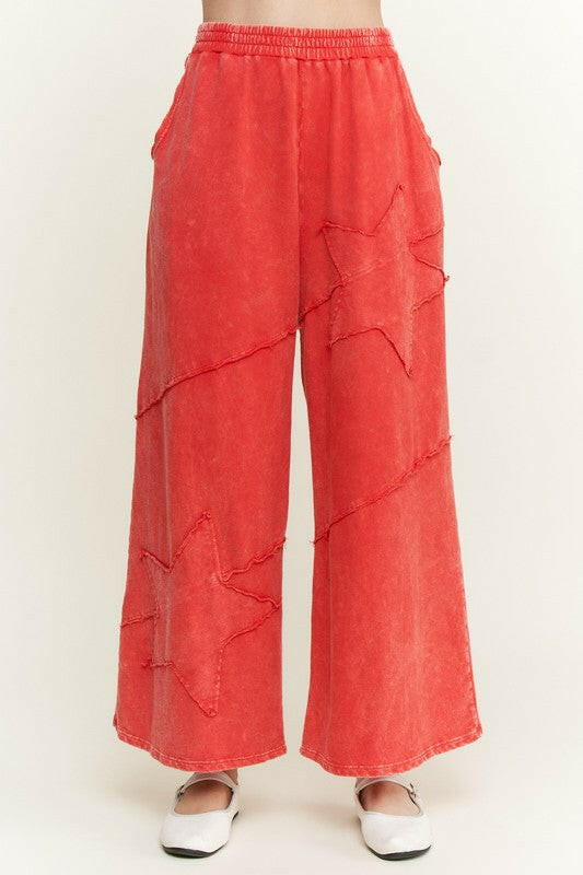J.HER Mineral Washed Star Patch Wide Leg Cropped Pants-Pants-Krush Kandy, Women's Online Fashion Boutique Located in Phoenix, Arizona (Scottsdale Area)