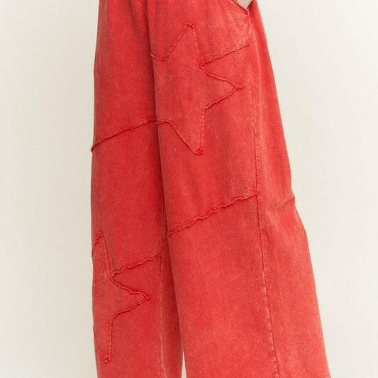 J.HER Mineral Washed Star Patch Wide Leg Cropped Pants-Pants-Krush Kandy, Women's Online Fashion Boutique Located in Phoenix, Arizona (Scottsdale Area)