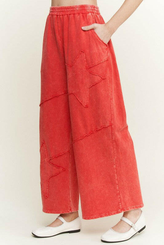 J.HER Mineral Washed Star Patch Wide Leg Cropped Pants-Pants-Krush Kandy, Women's Online Fashion Boutique Located in Phoenix, Arizona (Scottsdale Area)