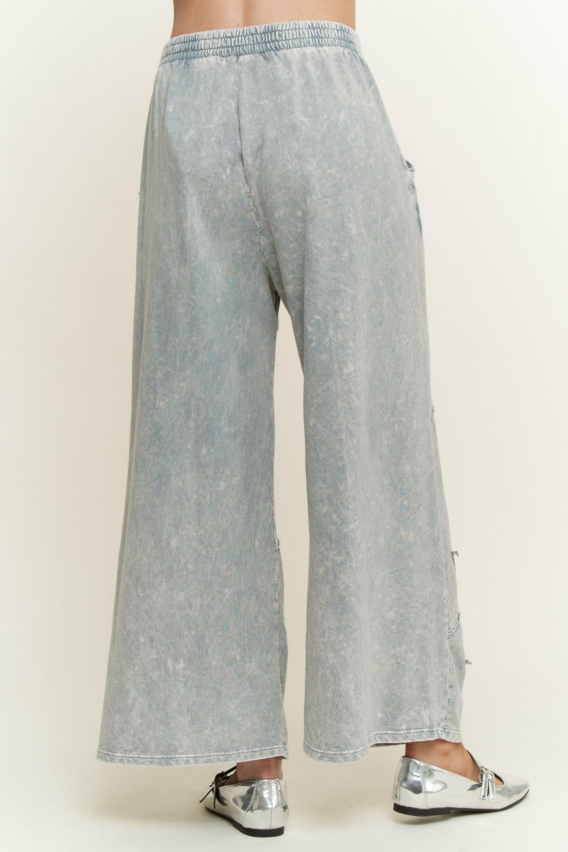J.HER Mineral Washed Star Patch Wide Leg Cropped Pants-Pants-Krush Kandy, Women's Online Fashion Boutique Located in Phoenix, Arizona (Scottsdale Area)