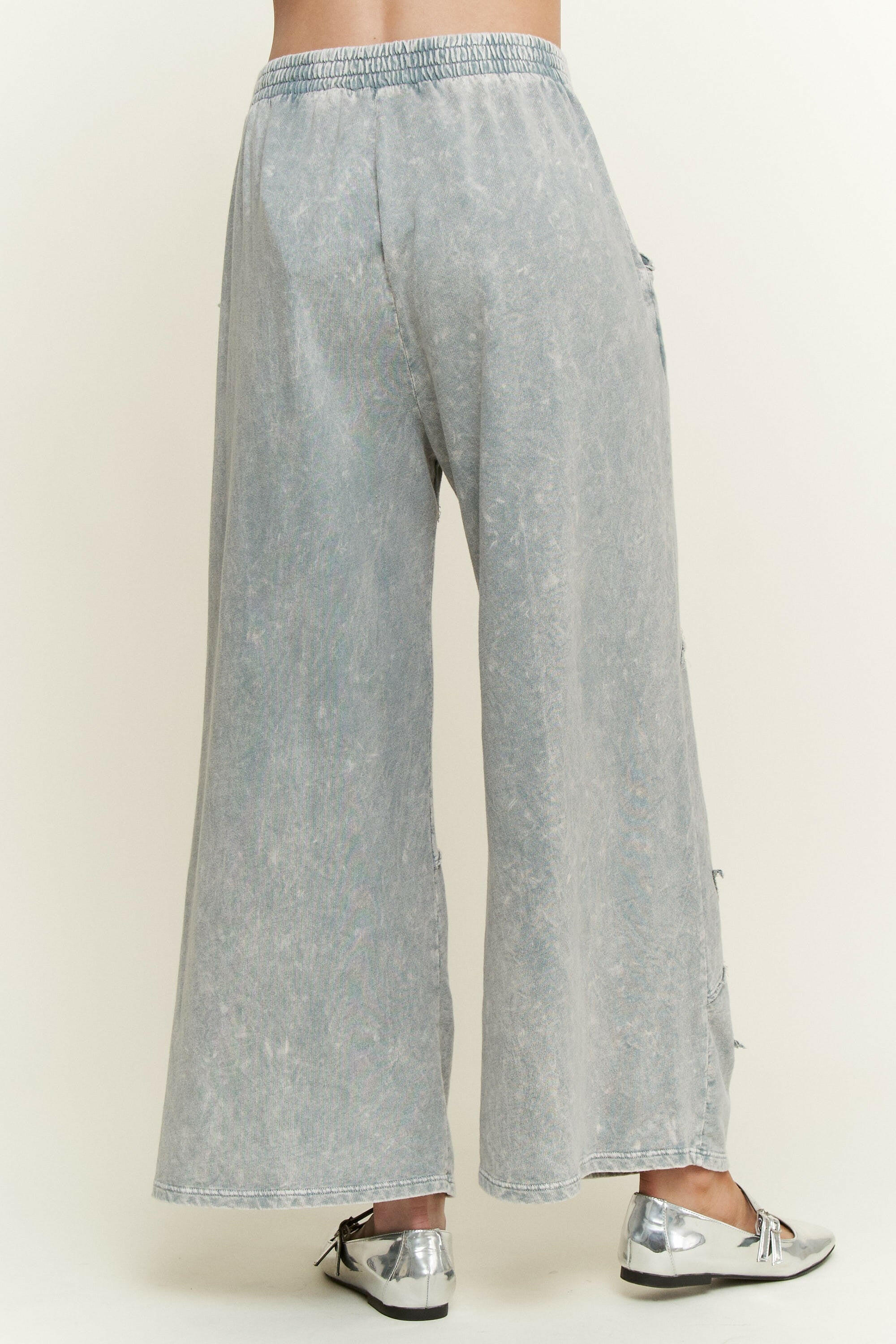 J.HER Mineral Washed Star Patch Wide Leg Cropped Pants-Pants-Krush Kandy, Women's Online Fashion Boutique Located in Phoenix, Arizona (Scottsdale Area)