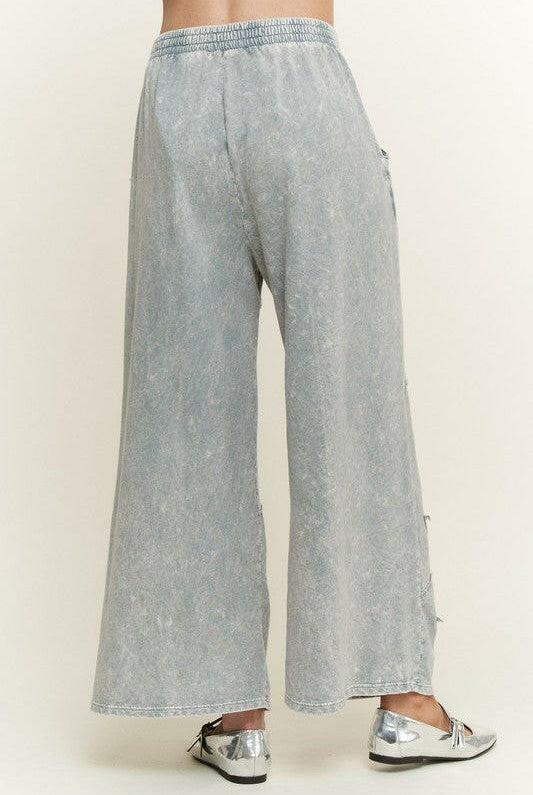 J.HER Mineral Washed Star Patch Wide Leg Cropped Pants-Pants-Krush Kandy, Women's Online Fashion Boutique Located in Phoenix, Arizona (Scottsdale Area)
