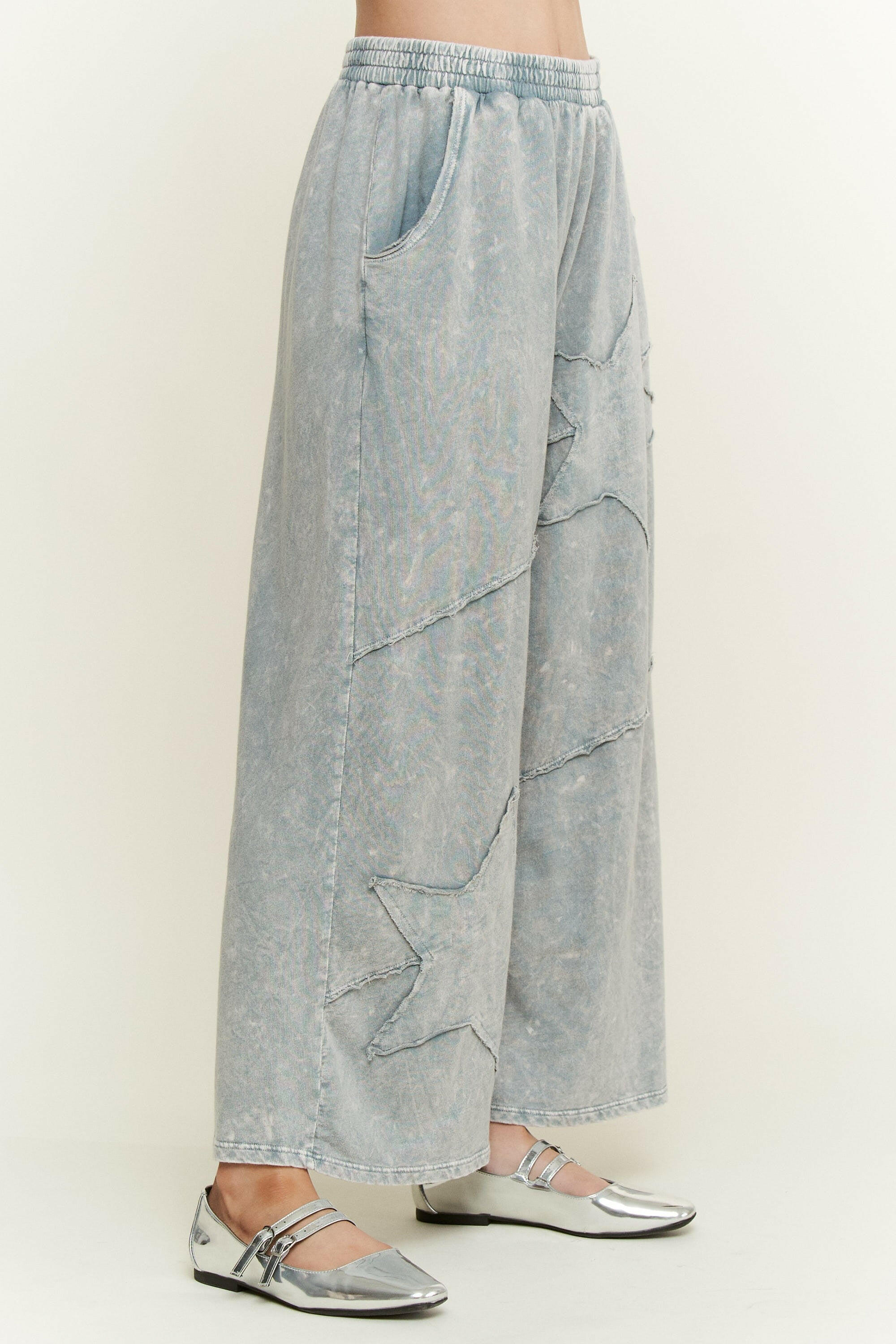 J.HER Mineral Washed Star Patch Wide Leg Cropped Pants-Pants-Krush Kandy, Women's Online Fashion Boutique Located in Phoenix, Arizona (Scottsdale Area)