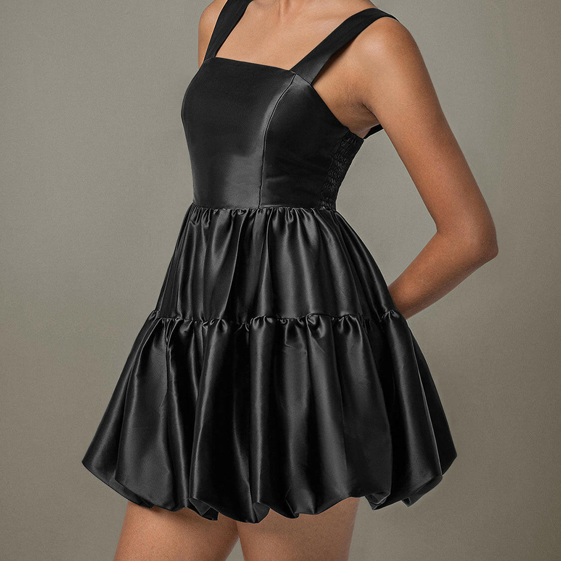 Ruched Square Neck Wide Strap Mini Dress-Krush Kandy, Women's Online Fashion Boutique Located in Phoenix, Arizona (Scottsdale Area)
