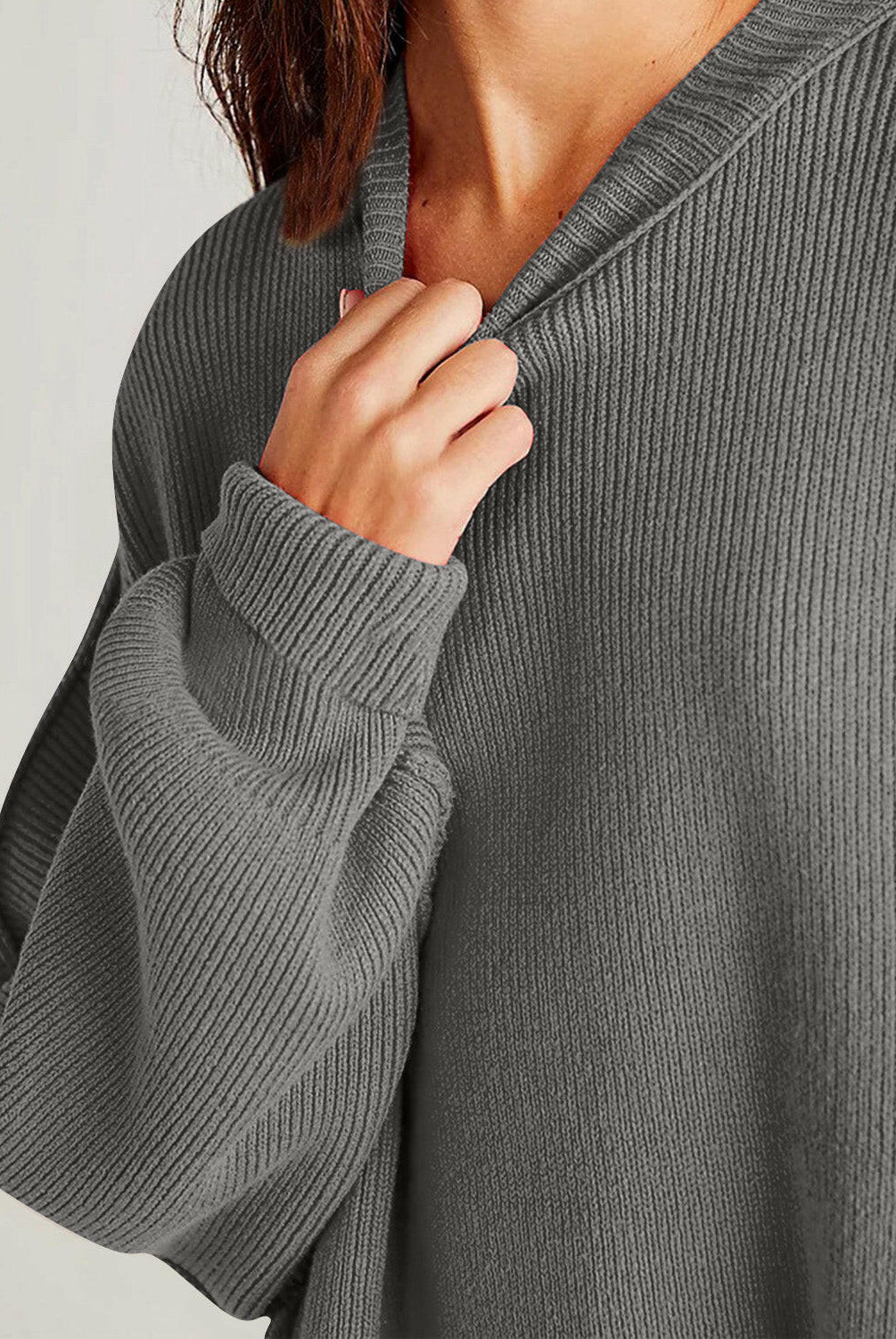 Double Take Side Slit Round Neck Long Sleeve Sweater-Sweaters-Krush Kandy, Women's Online Fashion Boutique Located in Phoenix, Arizona (Scottsdale Area)