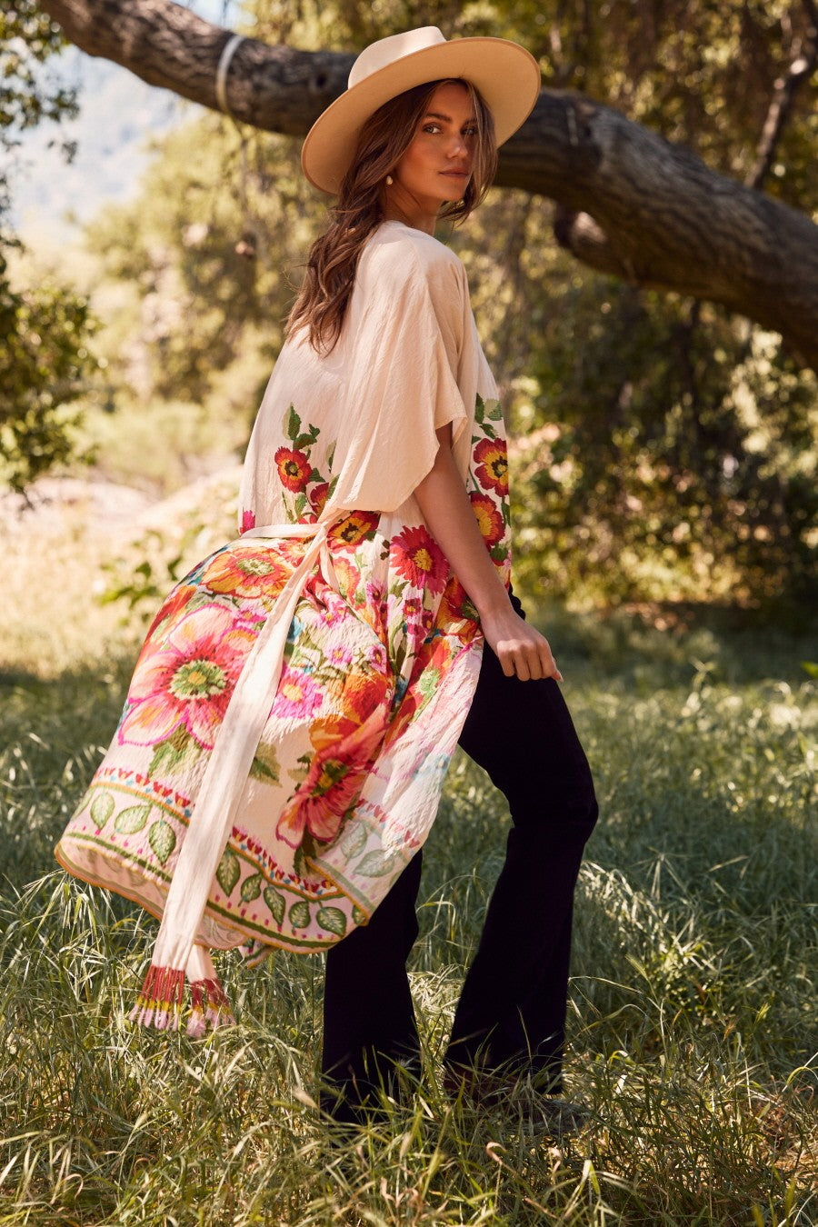 Boho Luxe Styling with the Giant Floral Kimono Duster-Kimonos-Krush Kandy, Women's Online Fashion Boutique Located in Phoenix, Arizona (Scottsdale Area)
