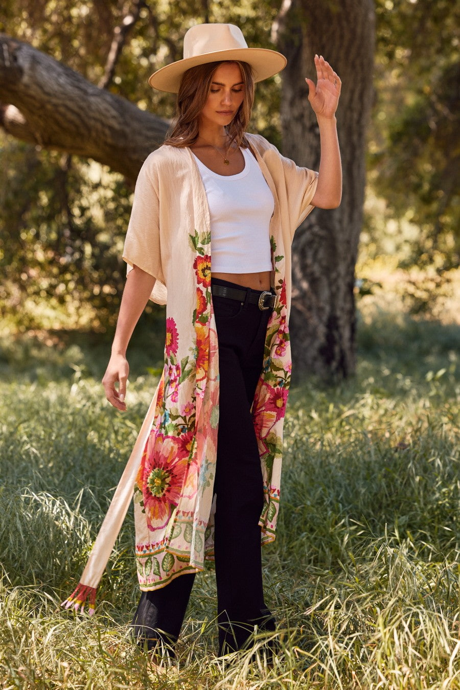 Boho Luxe Styling with the Giant Floral Kimono Duster-Kimonos-Krush Kandy, Women's Online Fashion Boutique Located in Phoenix, Arizona (Scottsdale Area)