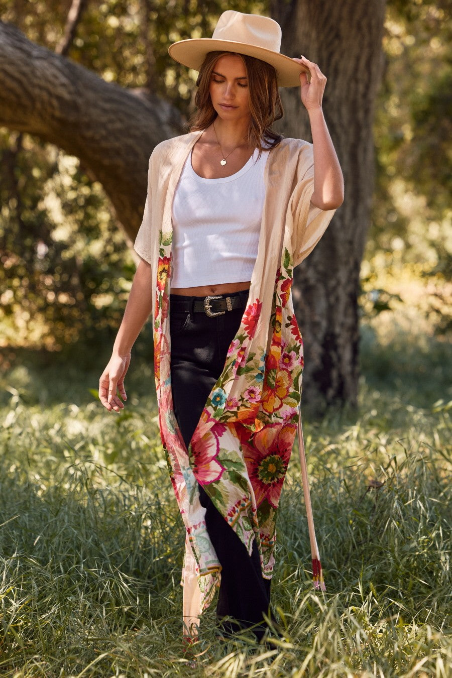 Boho Luxe Styling with the Giant Floral Kimono Duster-Kimonos-Krush Kandy, Women's Online Fashion Boutique Located in Phoenix, Arizona (Scottsdale Area)