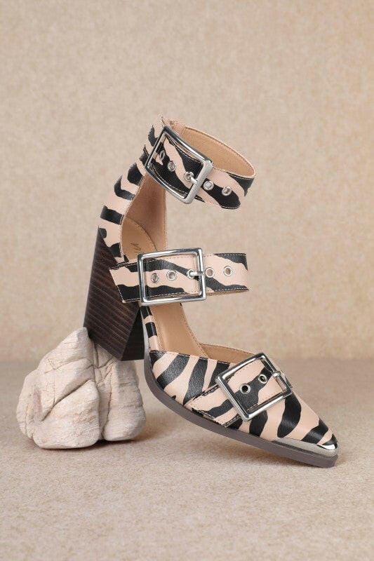 Zebra Hendrix Strappy Buckle Sandal-Shoes-Krush Kandy, Women's Online Fashion Boutique Located in Phoenix, Arizona (Scottsdale Area)