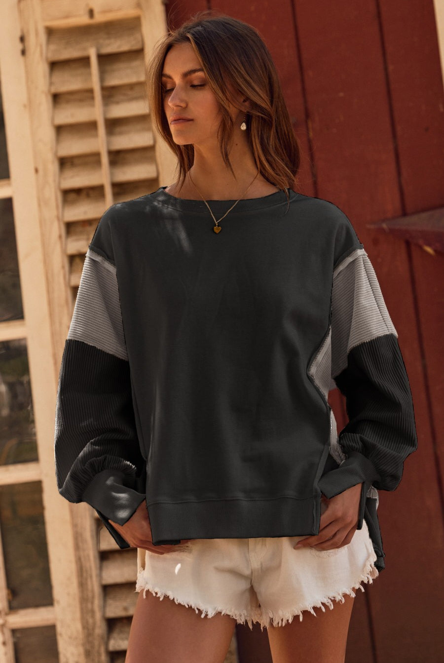 Color Block Oversized Pullover-Sweaters-Krush Kandy, Women's Online Fashion Boutique Located in Phoenix, Arizona (Scottsdale Area)