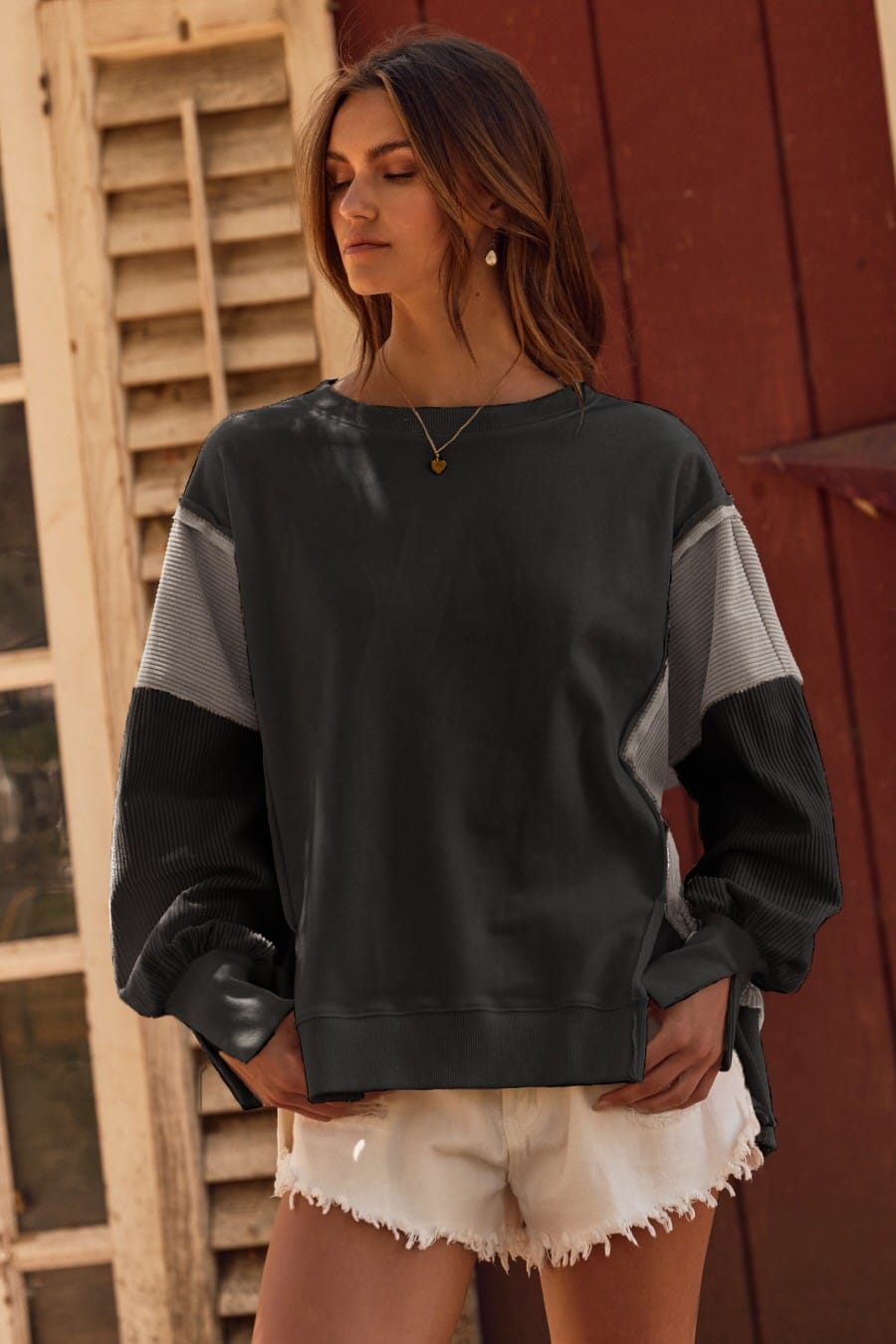 Color Block Oversized Pullover-Sweaters-Krush Kandy, Women's Online Fashion Boutique Located in Phoenix, Arizona (Scottsdale Area)