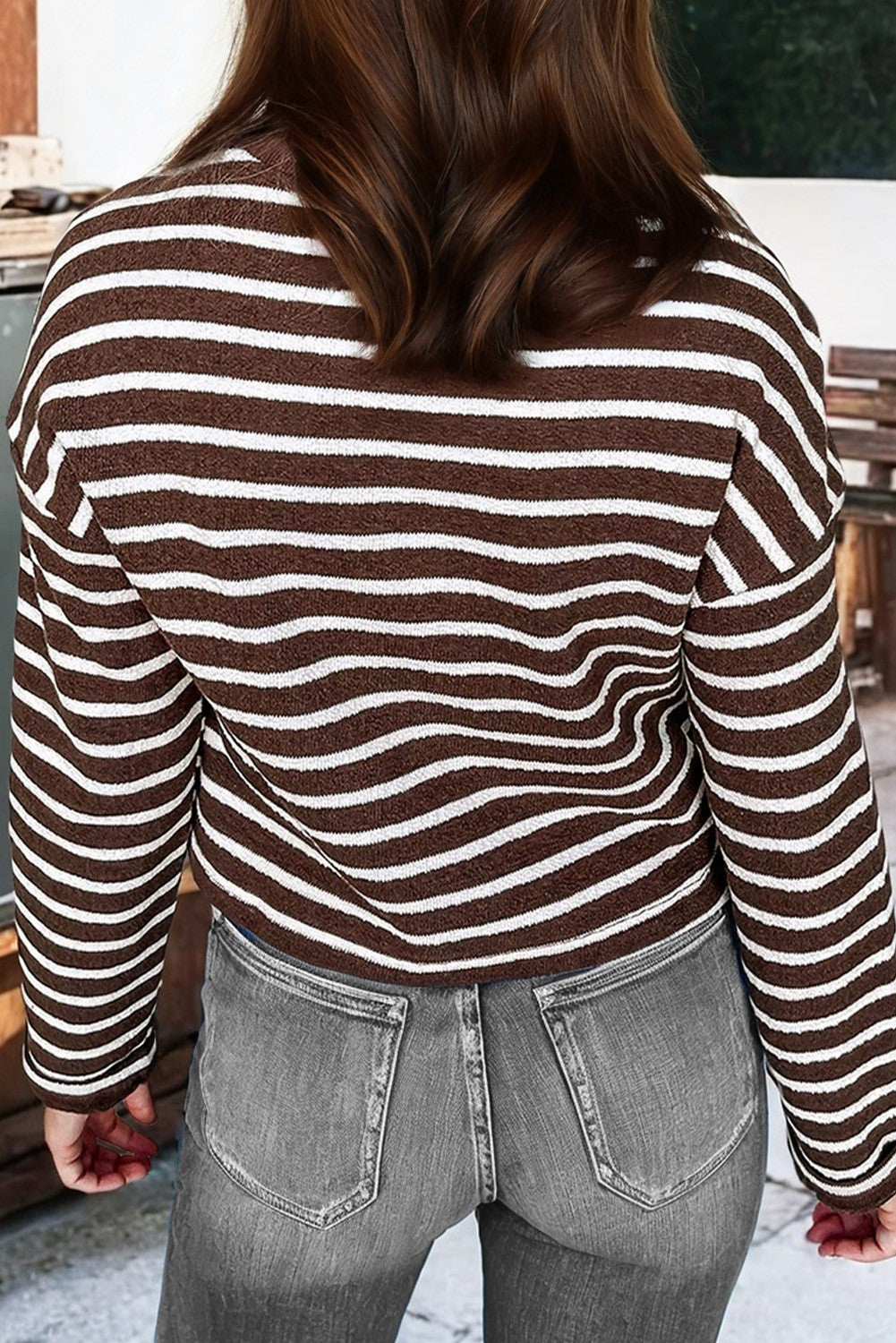Cocoa Stripe Long Sleeve Tee-Tops-Krush Kandy, Women's Online Fashion Boutique Located in Phoenix, Arizona (Scottsdale Area)