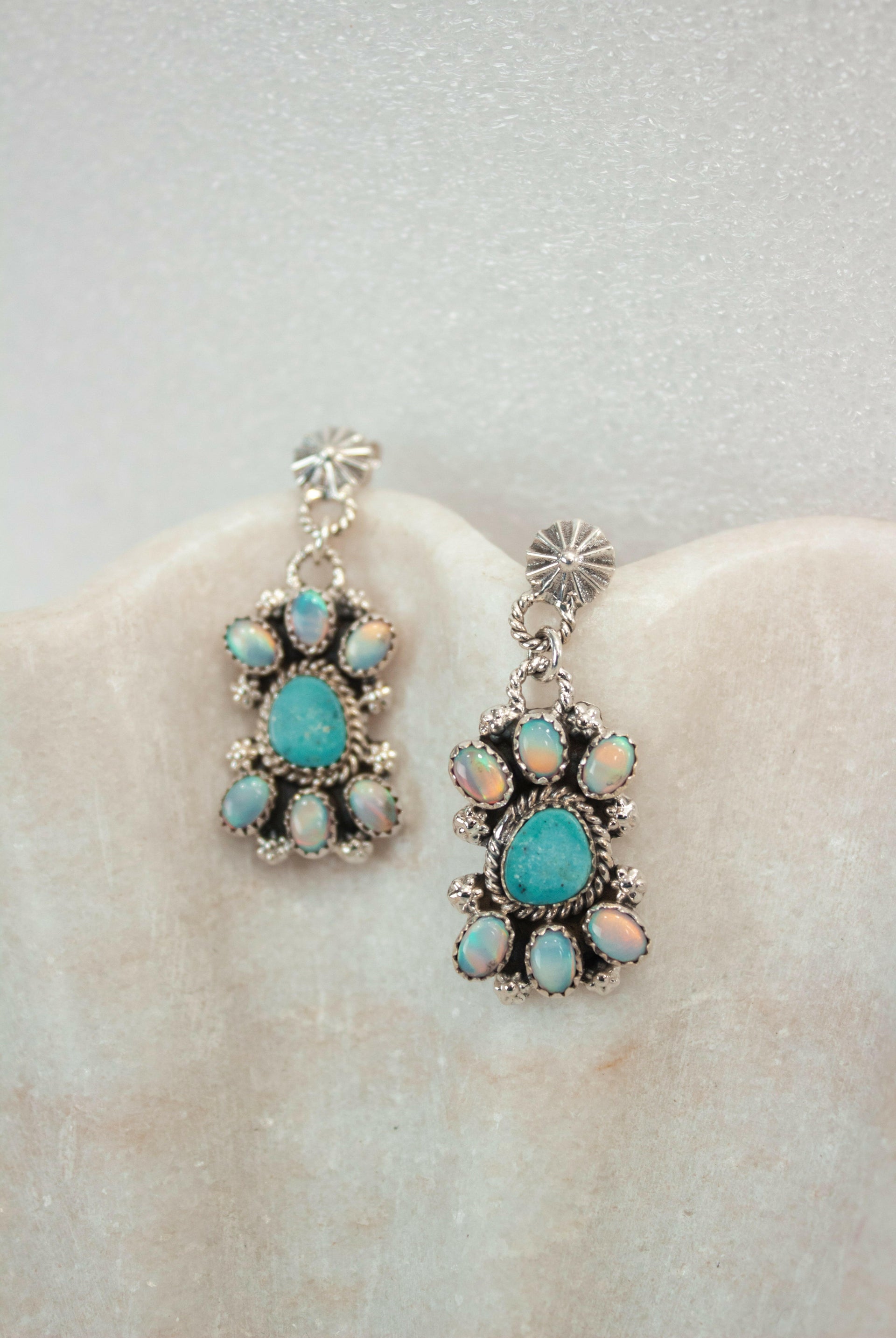 Unicorn & Turquoise Concho Stone Earrings-Drop Earrings-Krush Kandy, Women's Online Fashion Boutique Located in Phoenix, Arizona (Scottsdale Area)