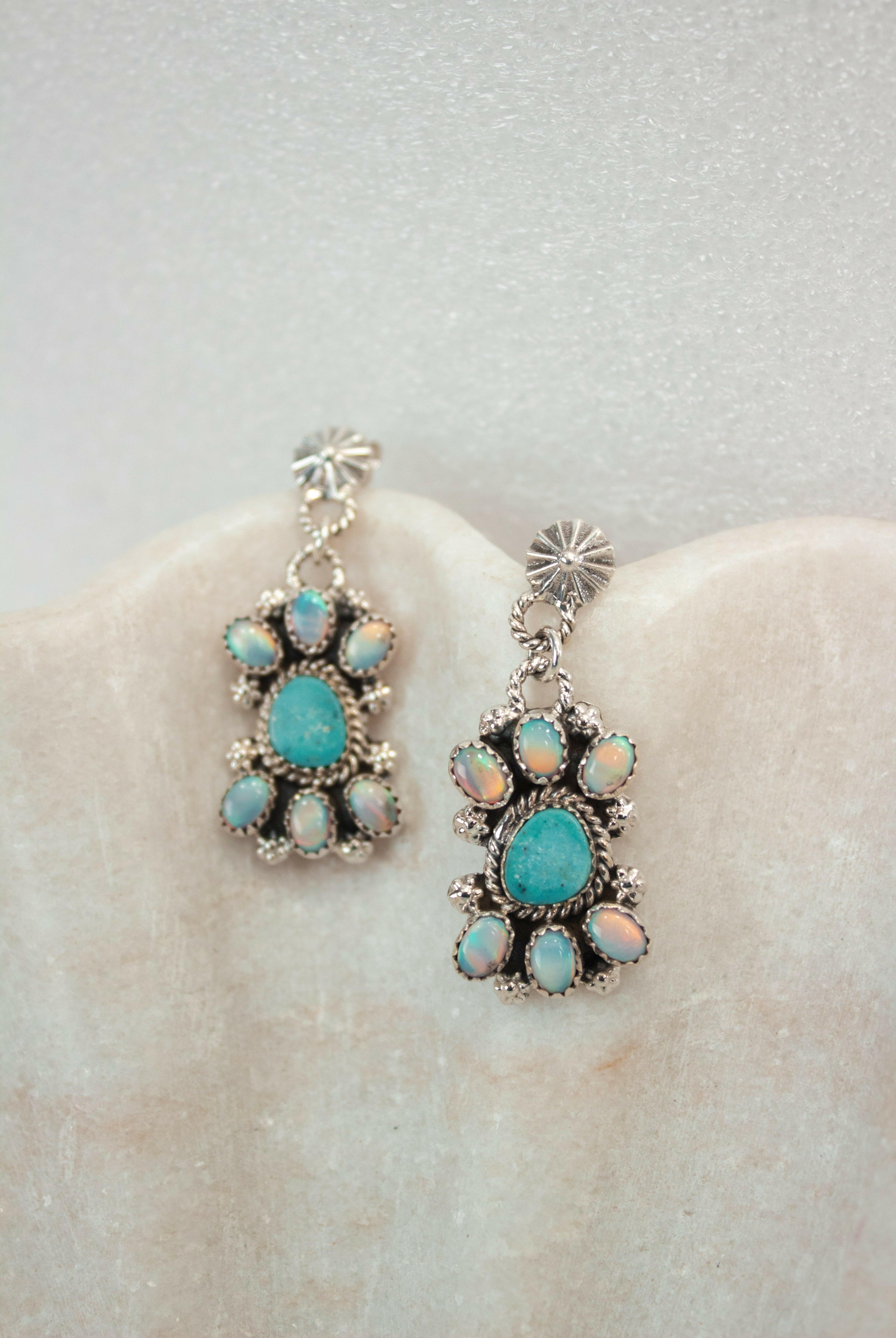 Unicorn & Turquoise Concho Stone Earrings-Drop Earrings-Krush Kandy, Women's Online Fashion Boutique Located in Phoenix, Arizona (Scottsdale Area)