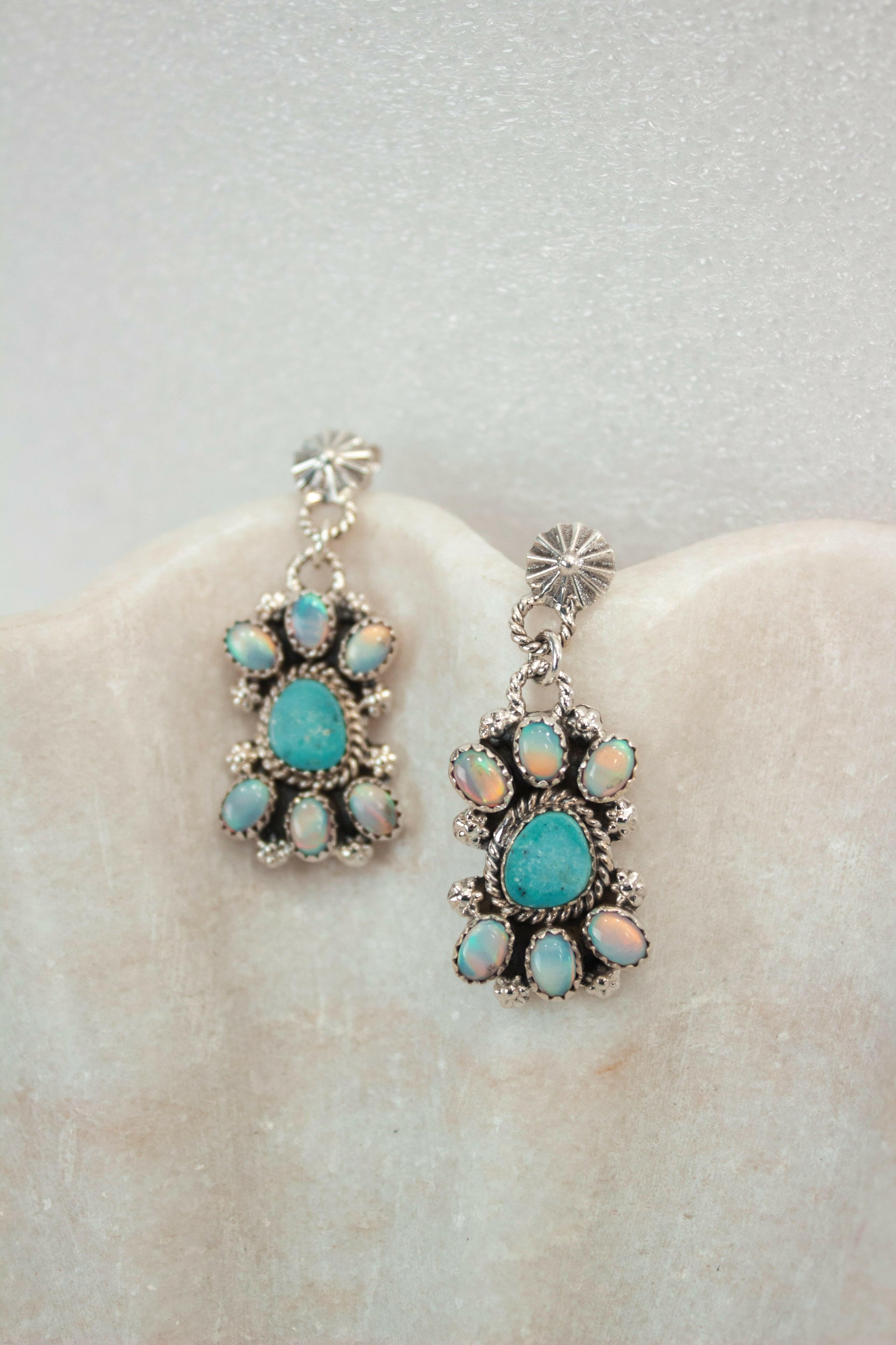 Unicorn & Turquoise Concho Stone Earrings-Drop Earrings-Krush Kandy, Women's Online Fashion Boutique Located in Phoenix, Arizona (Scottsdale Area)