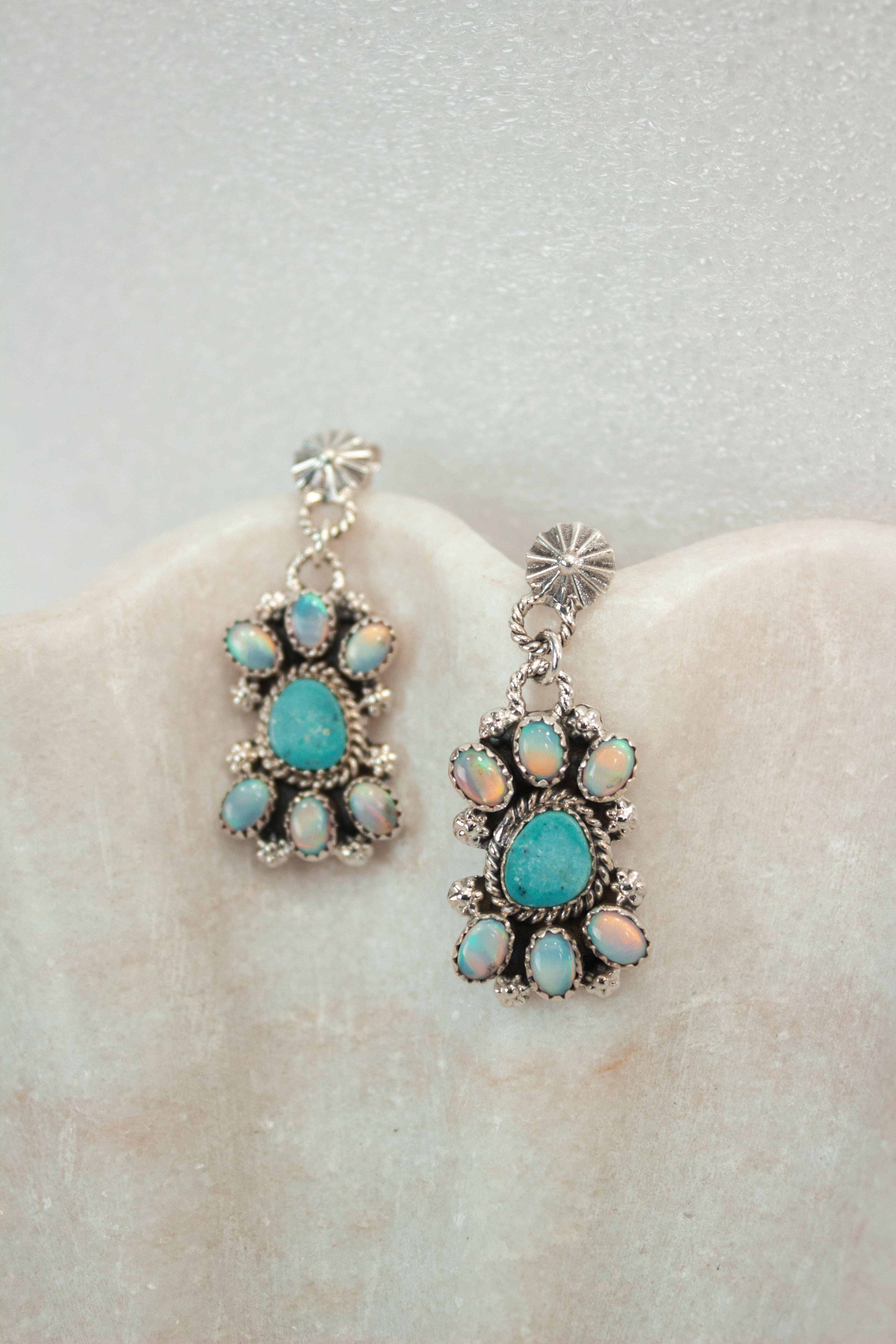 Unicorn & Turquoise Concho Stone Earrings-Drop Earrings-Krush Kandy, Women's Online Fashion Boutique Located in Phoenix, Arizona (Scottsdale Area)