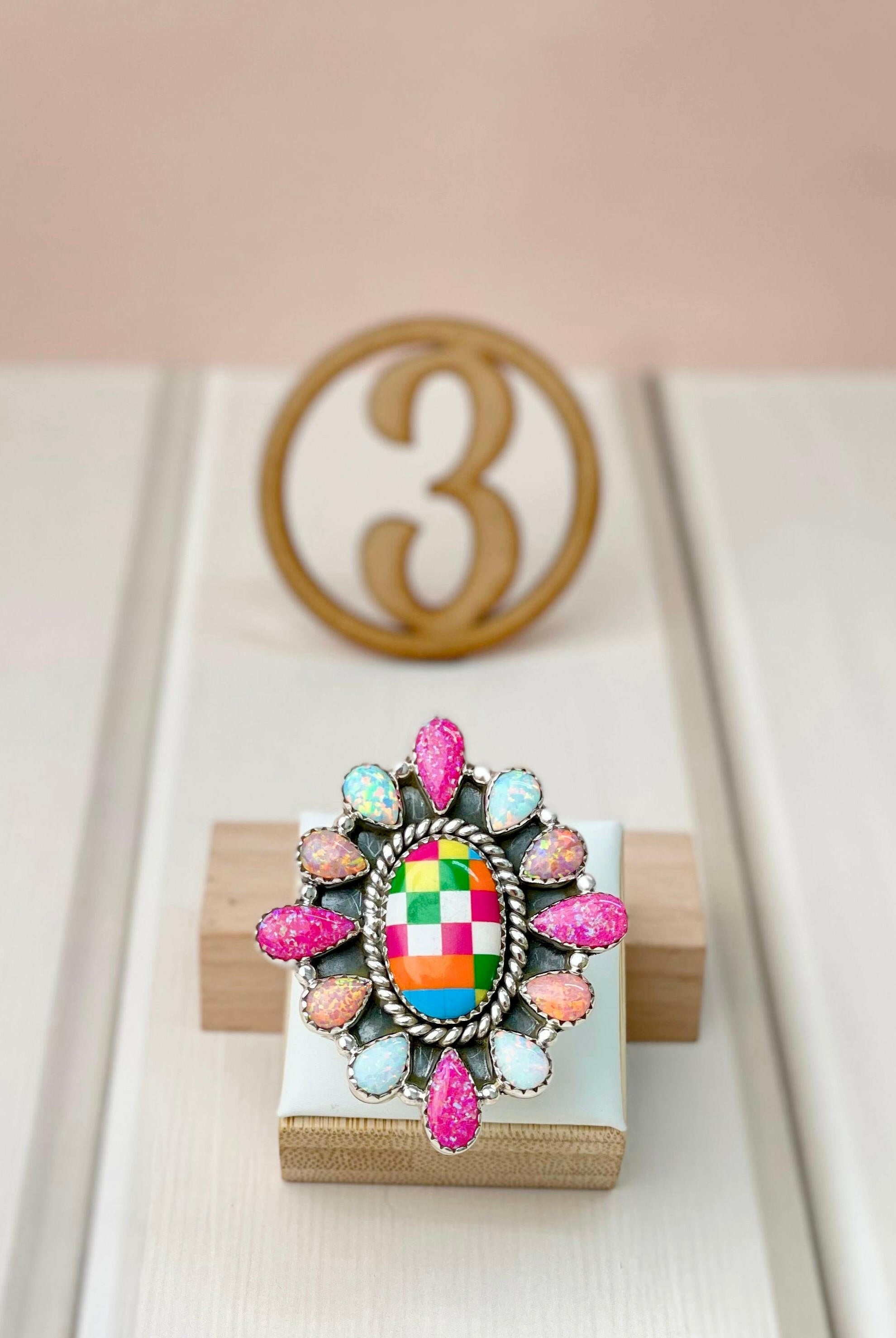 Summer Checkered Cluster Rings-Rings-Krush Kandy, Women's Online Fashion Boutique Located in Phoenix, Arizona (Scottsdale Area)