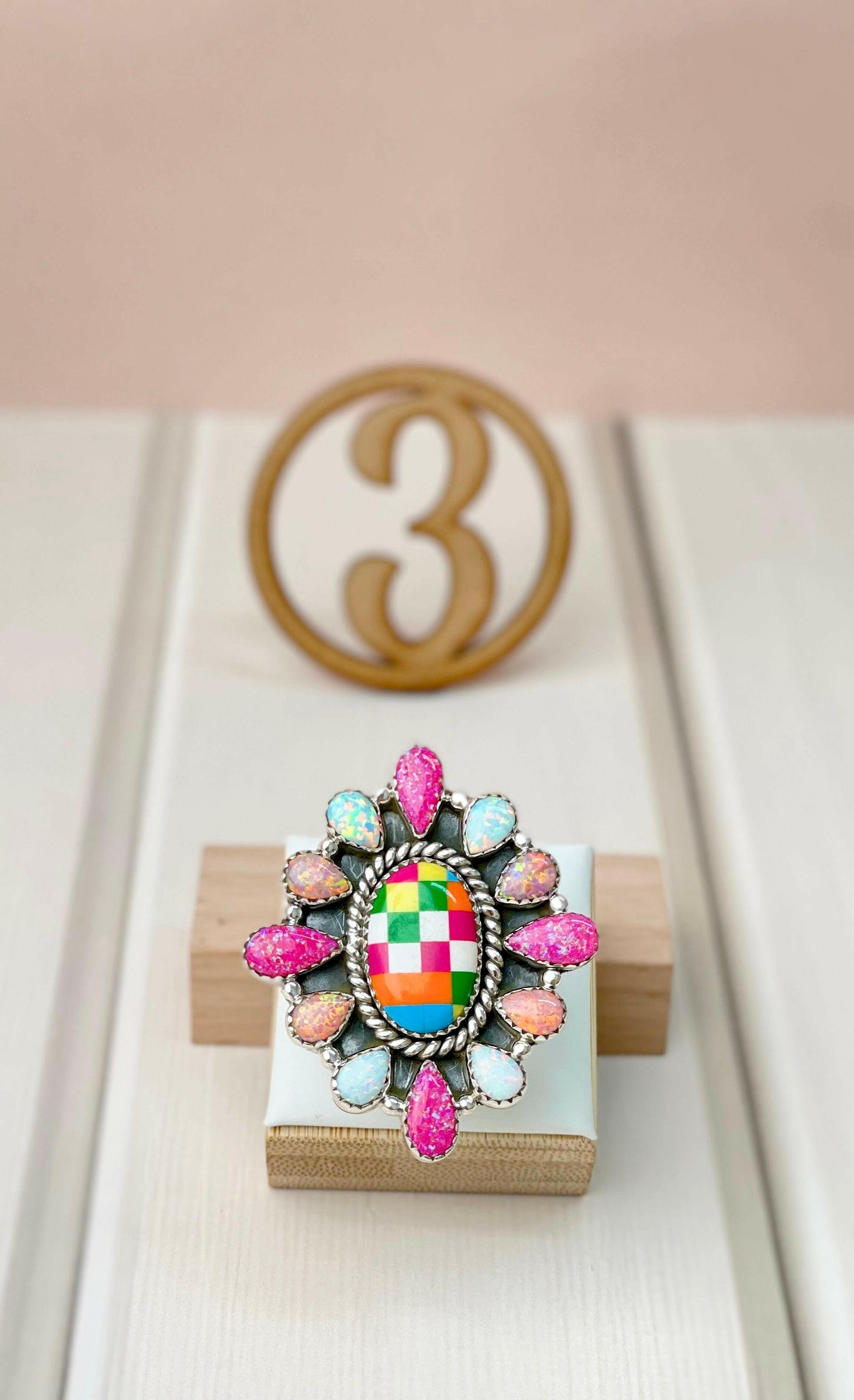 Summer Checkered Cluster Rings-Rings-Krush Kandy, Women's Online Fashion Boutique Located in Phoenix, Arizona (Scottsdale Area)