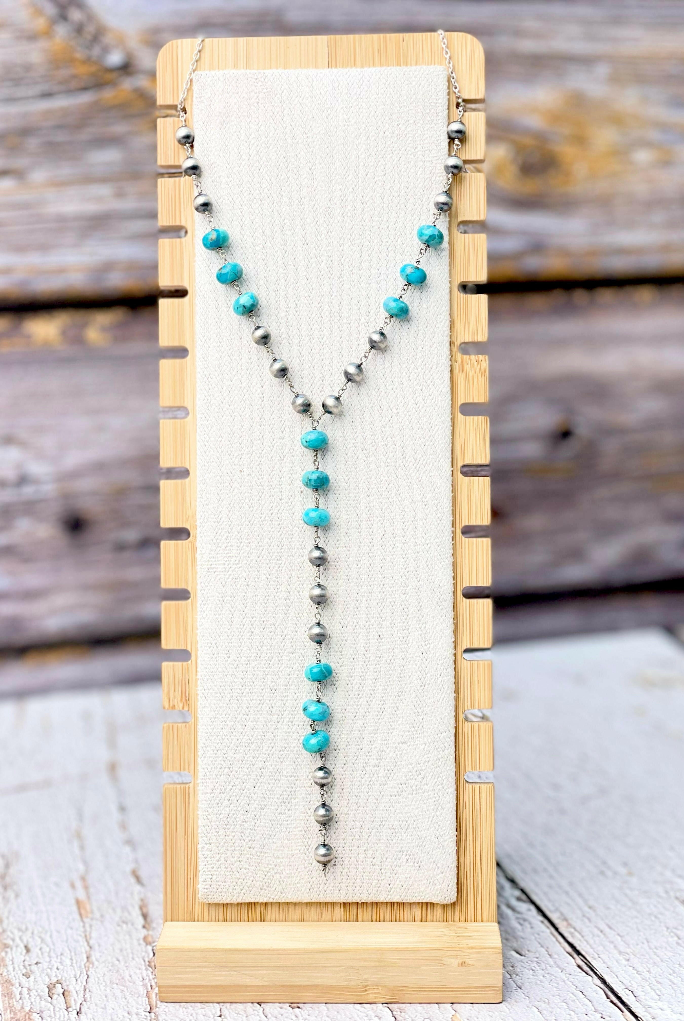 Turquoise Kandy & Desert Pearl Lariat Necklace-Necklaces-Krush Kandy, Women's Online Fashion Boutique Located in Phoenix, Arizona (Scottsdale Area)