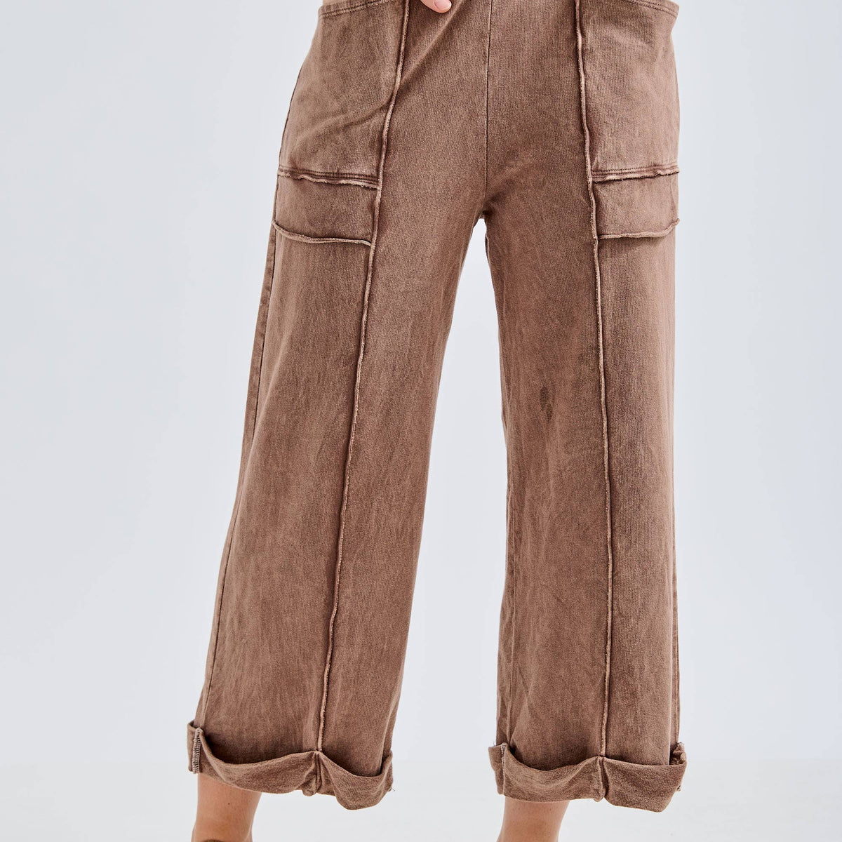 Mineral Washed Raw Hems Pants