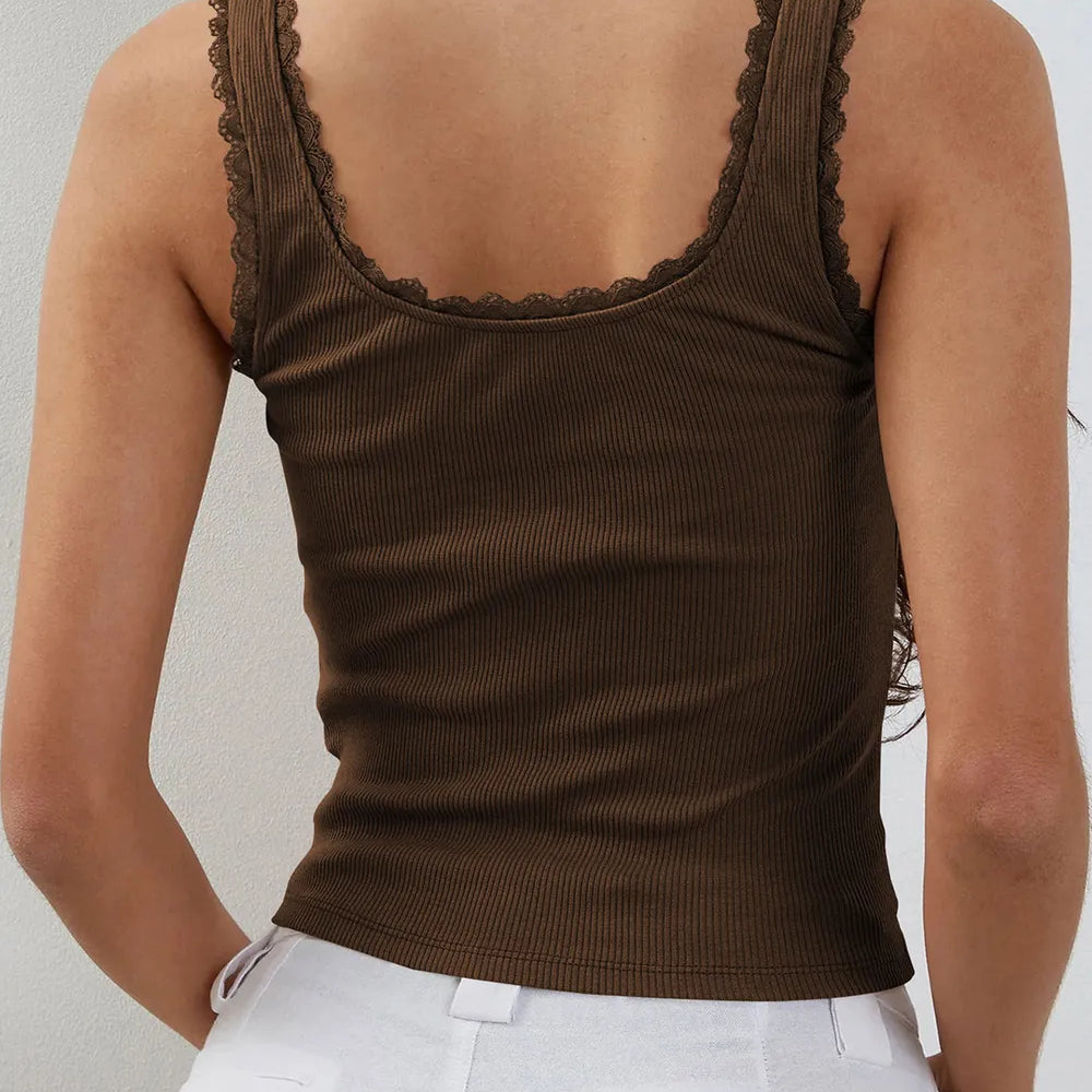 Lace Detail Square Neck Tank-Krush Kandy, Women's Online Fashion Boutique Located in Phoenix, Arizona (Scottsdale Area)