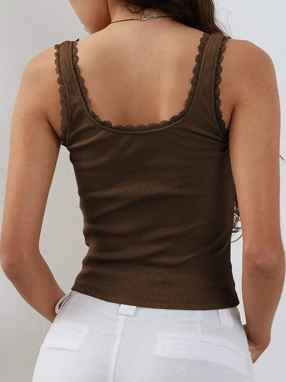 Lace Detail Square Neck Tank-Krush Kandy, Women's Online Fashion Boutique Located in Phoenix, Arizona (Scottsdale Area)