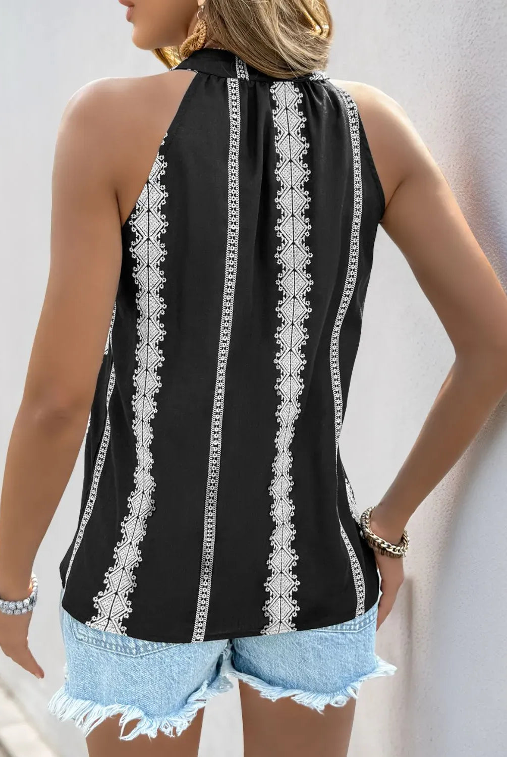 Boho Stitched Tassel Tie Tank-Krush Kandy, Women's Online Fashion Boutique Located in Phoenix, Arizona (Scottsdale Area)