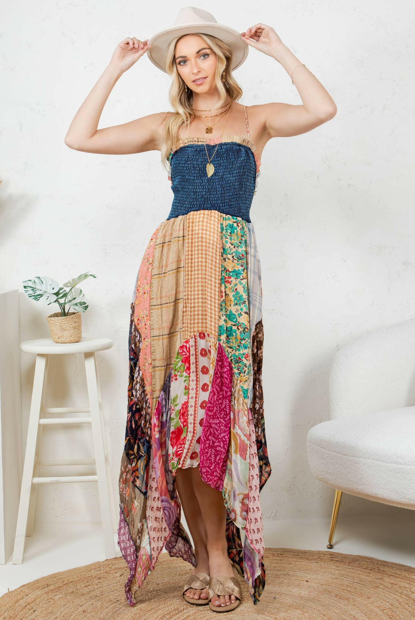 Boho Handkerchief Midi Dress-Dresses-Krush Kandy, Women's Online Fashion Boutique Located in Phoenix, Arizona (Scottsdale Area)