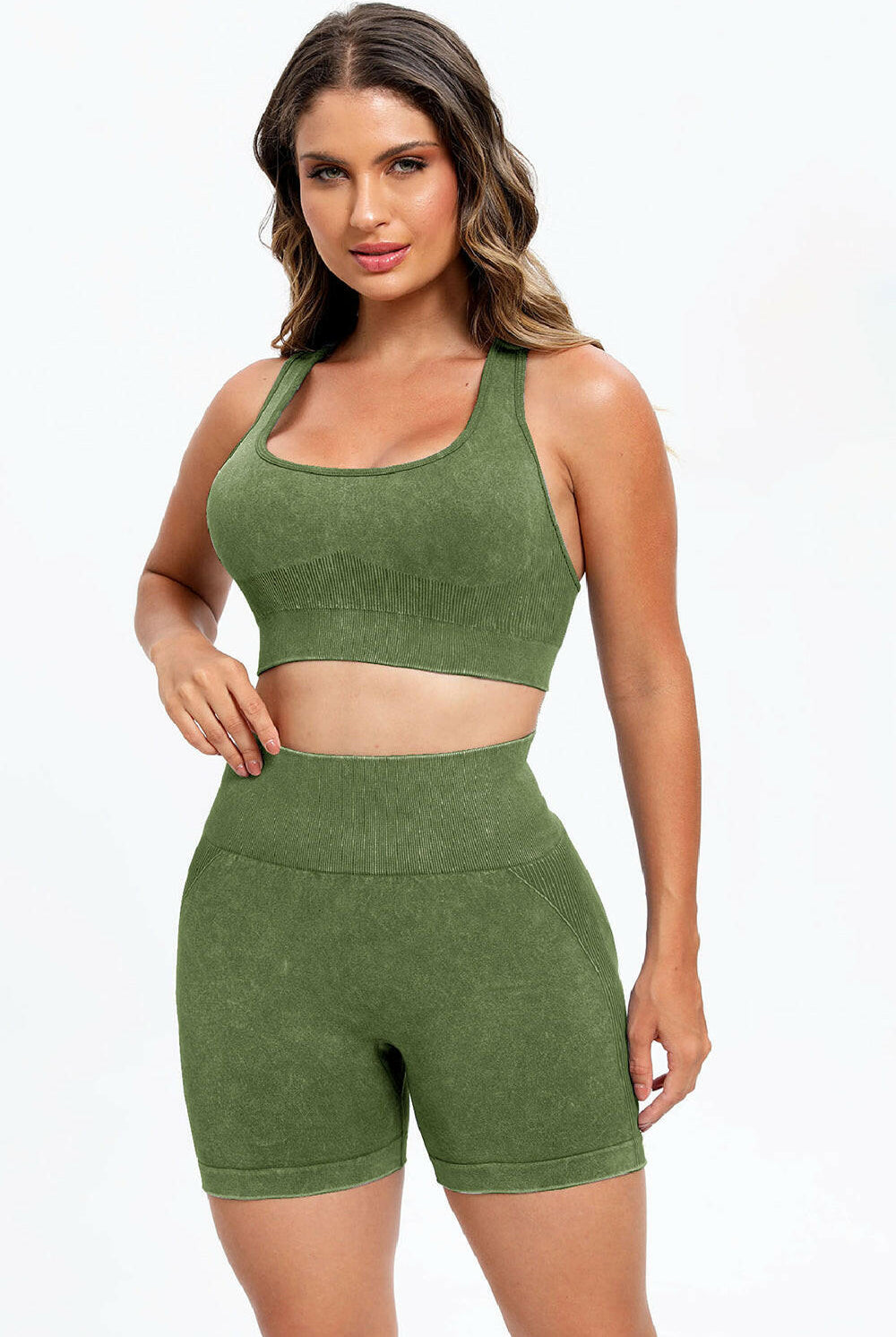 3 Piece Washed Square Neck Wide Strap Active Set-Krush Kandy, Women's Online Fashion Boutique Located in Phoenix, Arizona (Scottsdale Area)