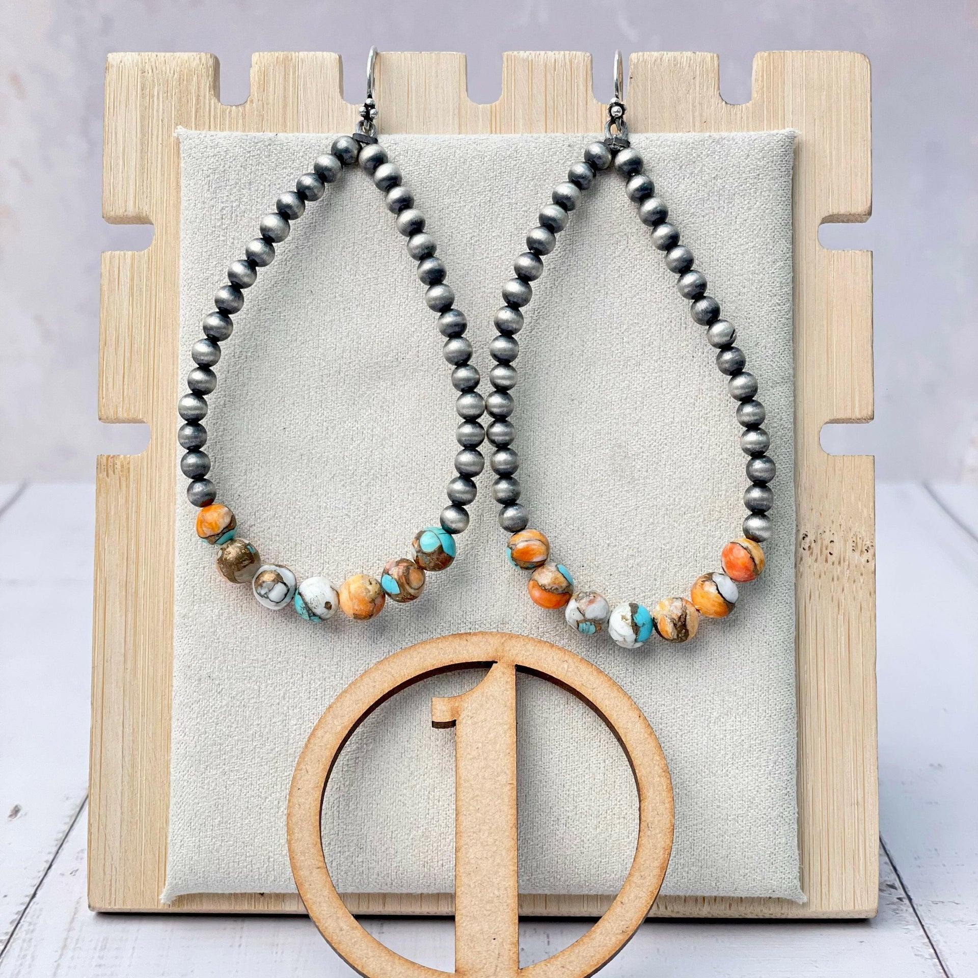 Desert Pearl & Stone Teardrop Earrings-Earrings-Krush Kandy, Women's Online Fashion Boutique Located in Phoenix, Arizona (Scottsdale Area)