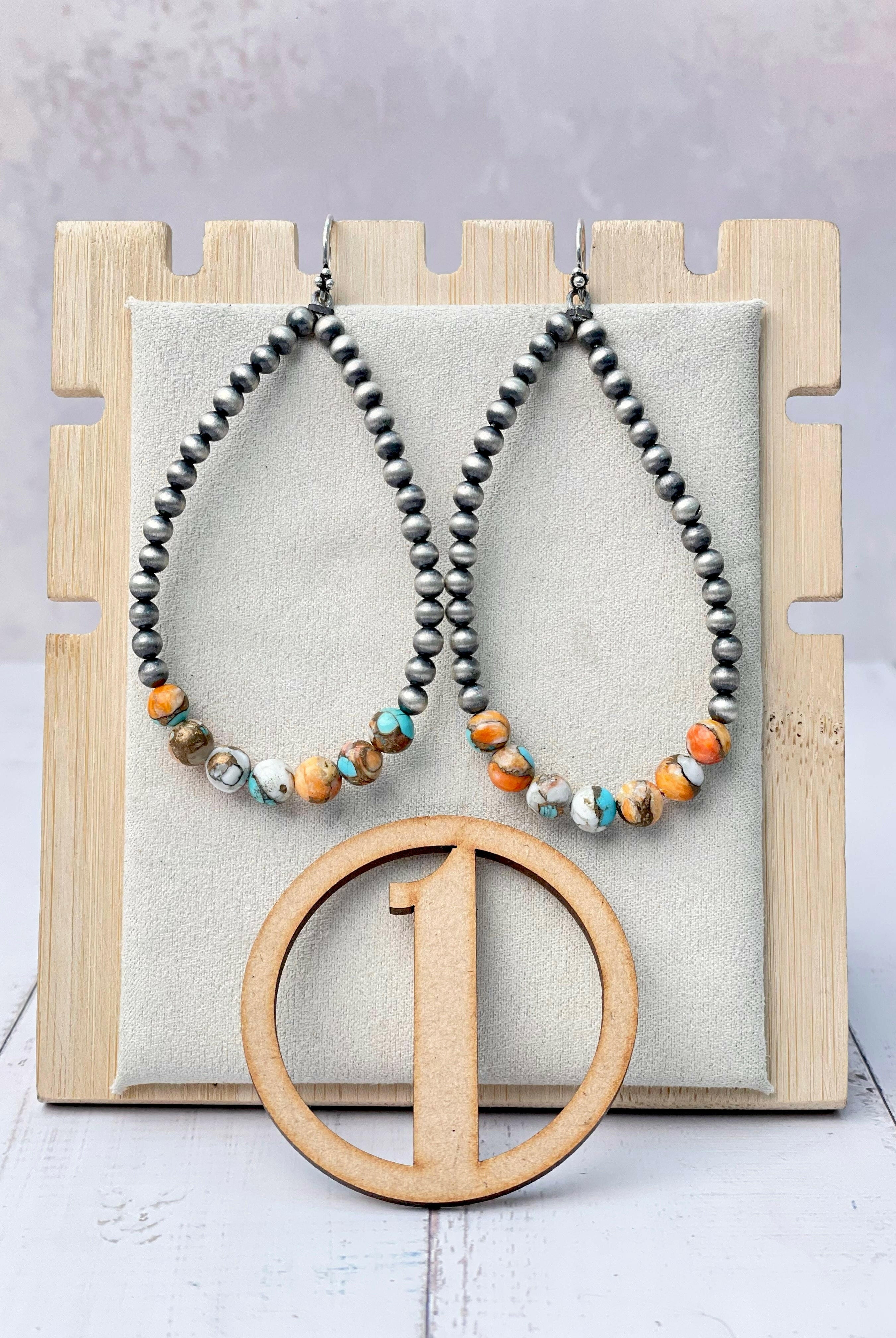 Desert Pearl & Stone Teardrop Earrings-Earrings-Krush Kandy, Women's Online Fashion Boutique Located in Phoenix, Arizona (Scottsdale Area)