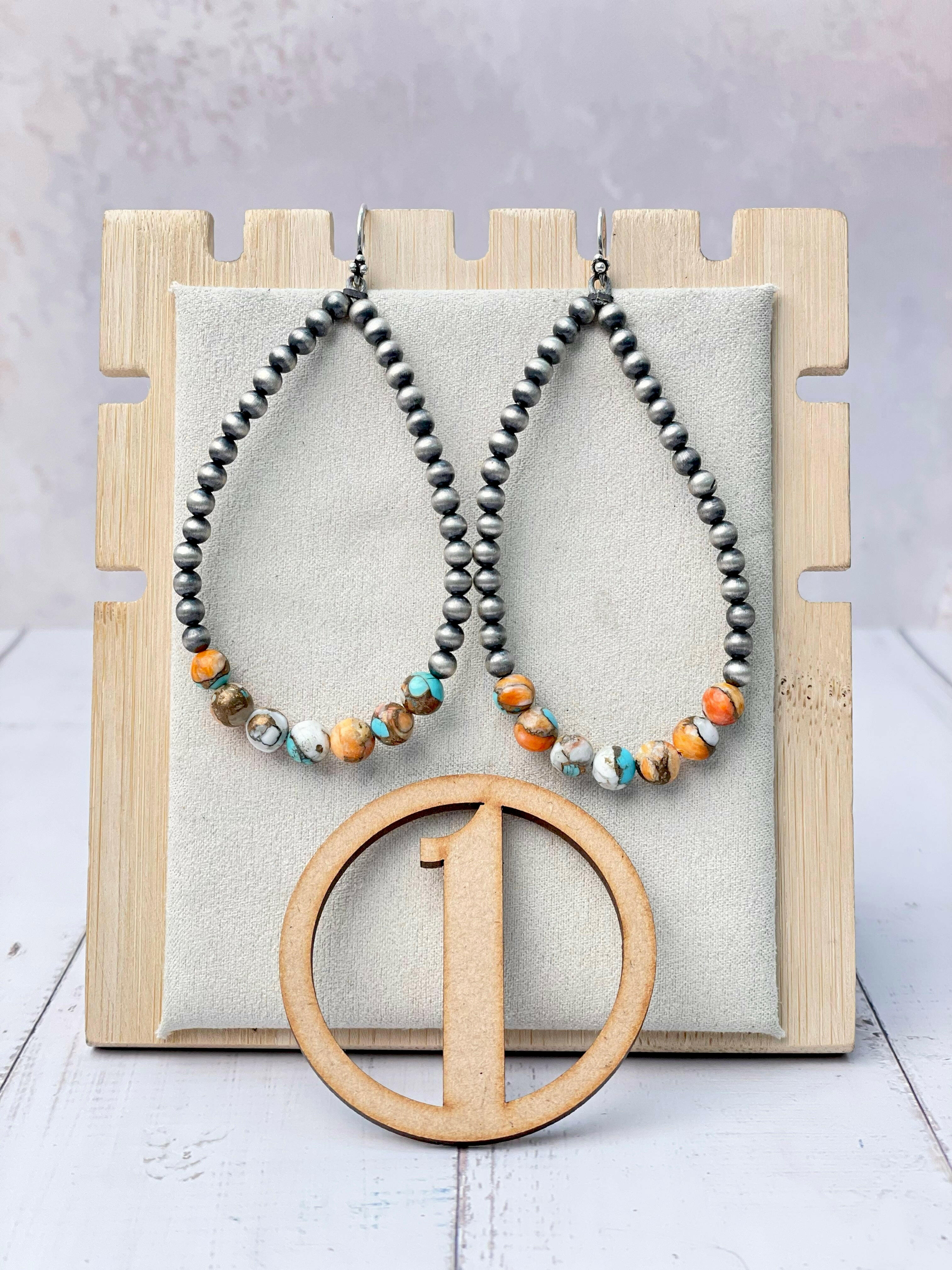 Desert Pearl & Stone Teardrop Earrings-Earrings-Krush Kandy, Women's Online Fashion Boutique Located in Phoenix, Arizona (Scottsdale Area)