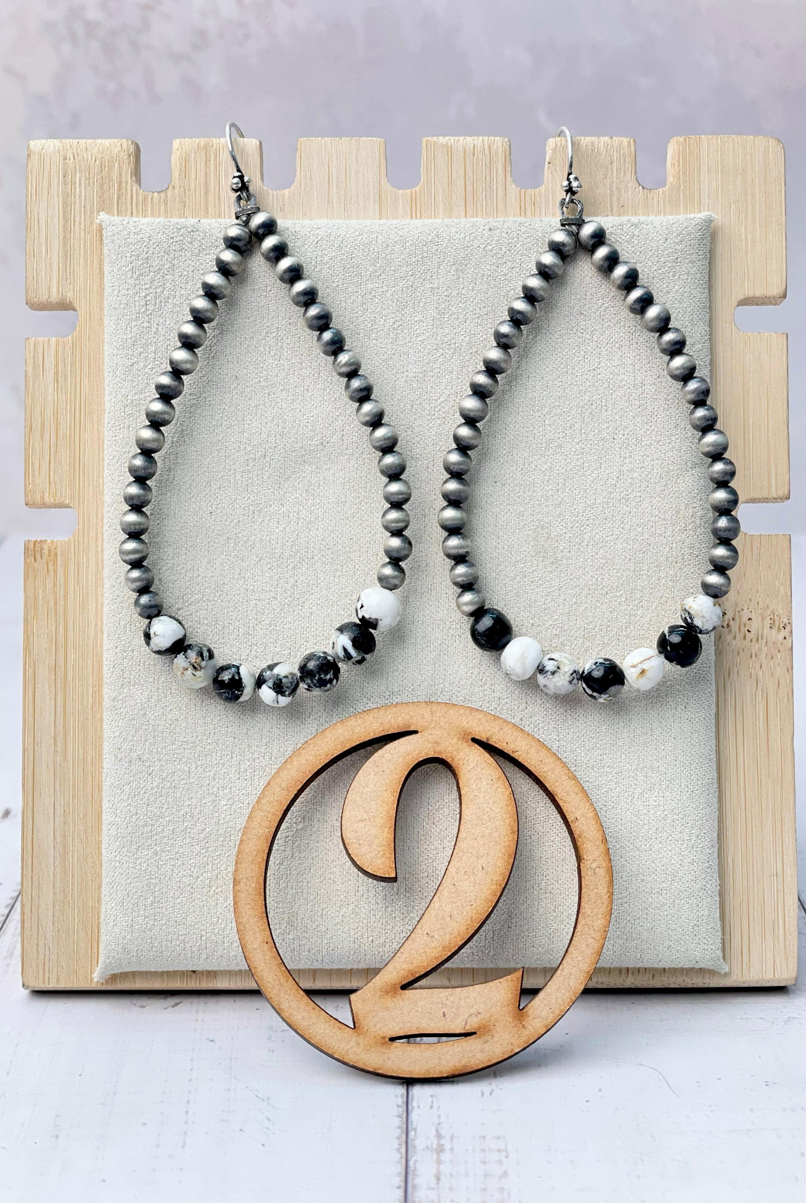Desert Pearl & Stone Teardrop Earrings-Earrings-Krush Kandy, Women's Online Fashion Boutique Located in Phoenix, Arizona (Scottsdale Area)