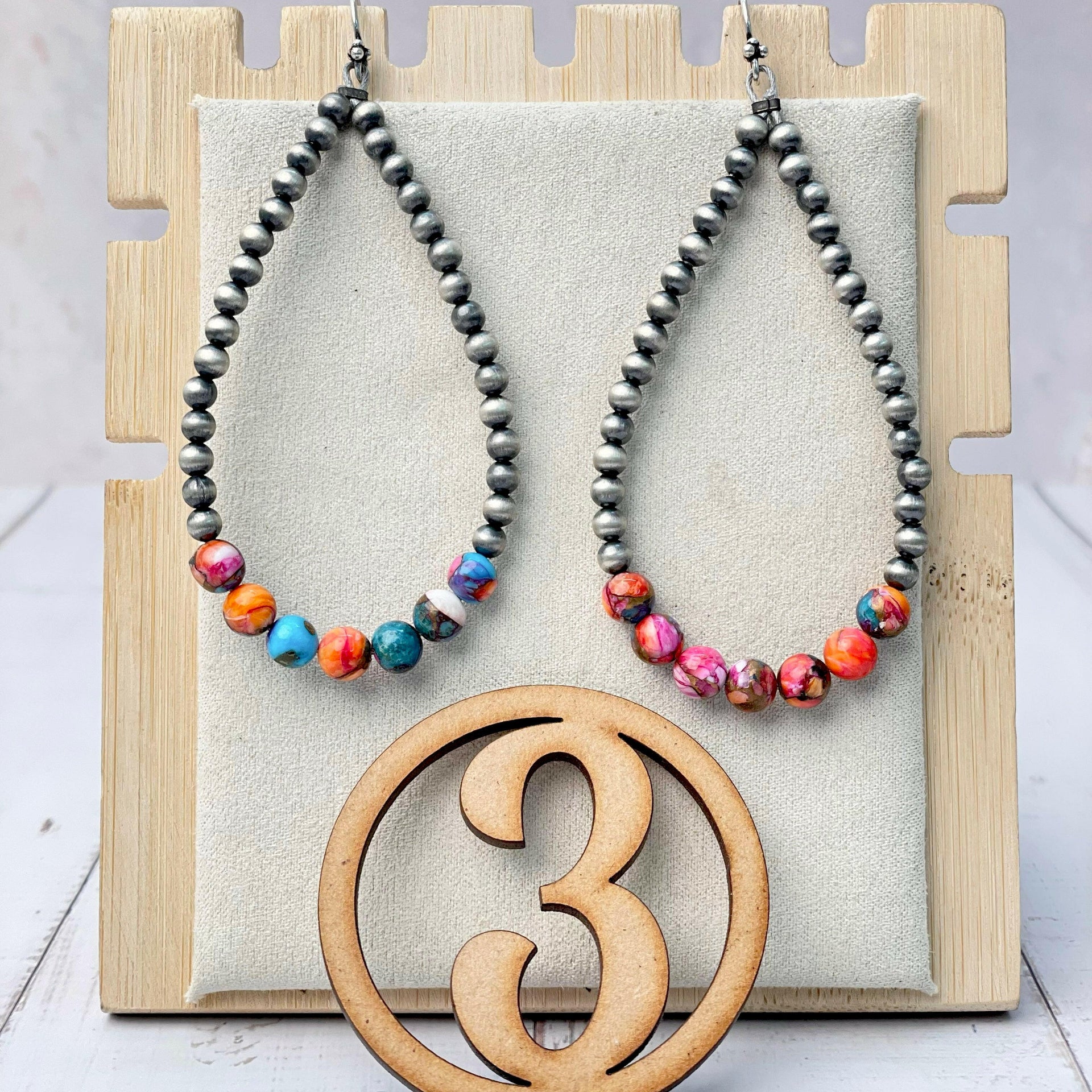 Desert Pearl & Stone Teardrop Earrings-Earrings-Krush Kandy, Women's Online Fashion Boutique Located in Phoenix, Arizona (Scottsdale Area)