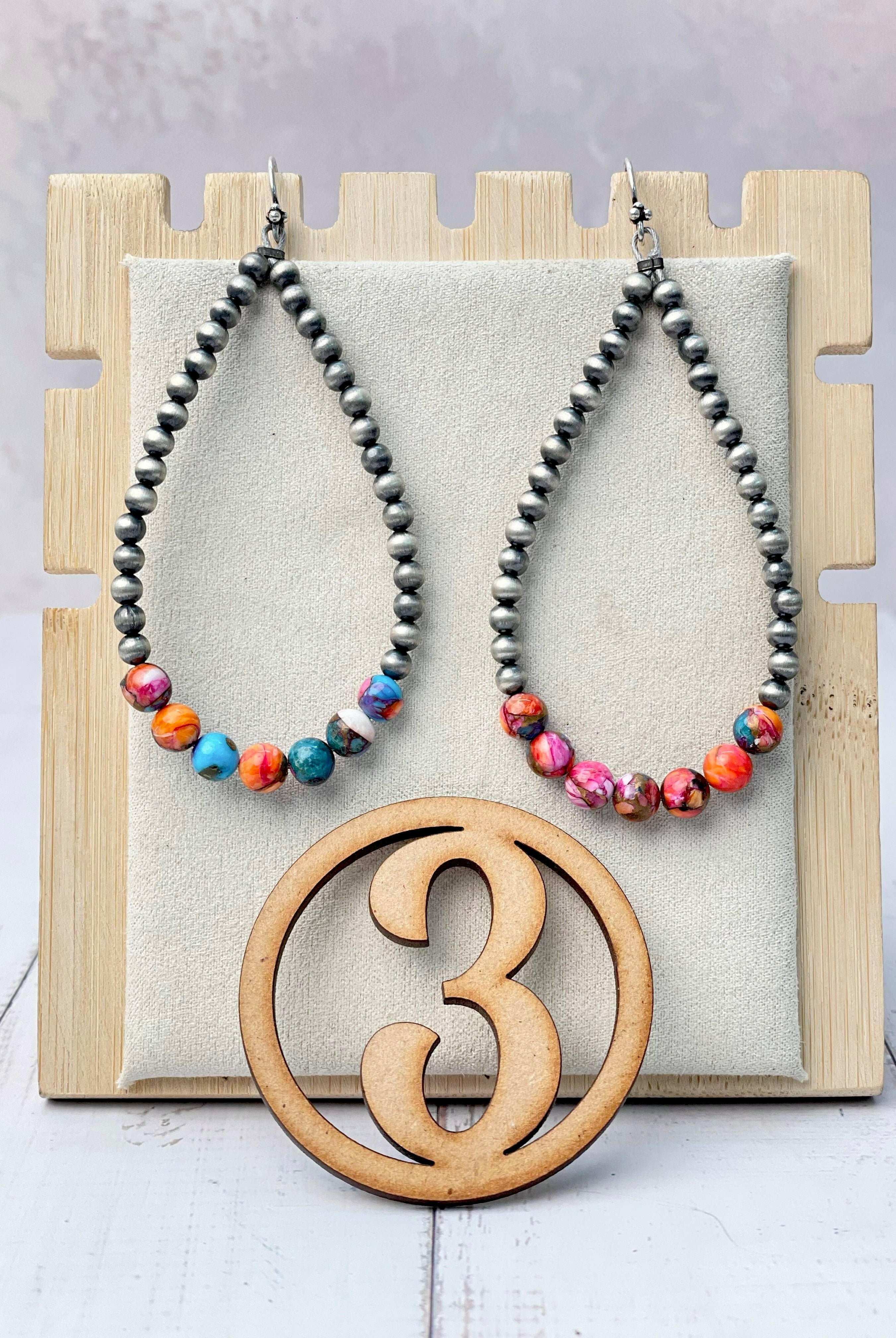 Desert Pearl & Stone Teardrop Earrings-Earrings-Krush Kandy, Women's Online Fashion Boutique Located in Phoenix, Arizona (Scottsdale Area)