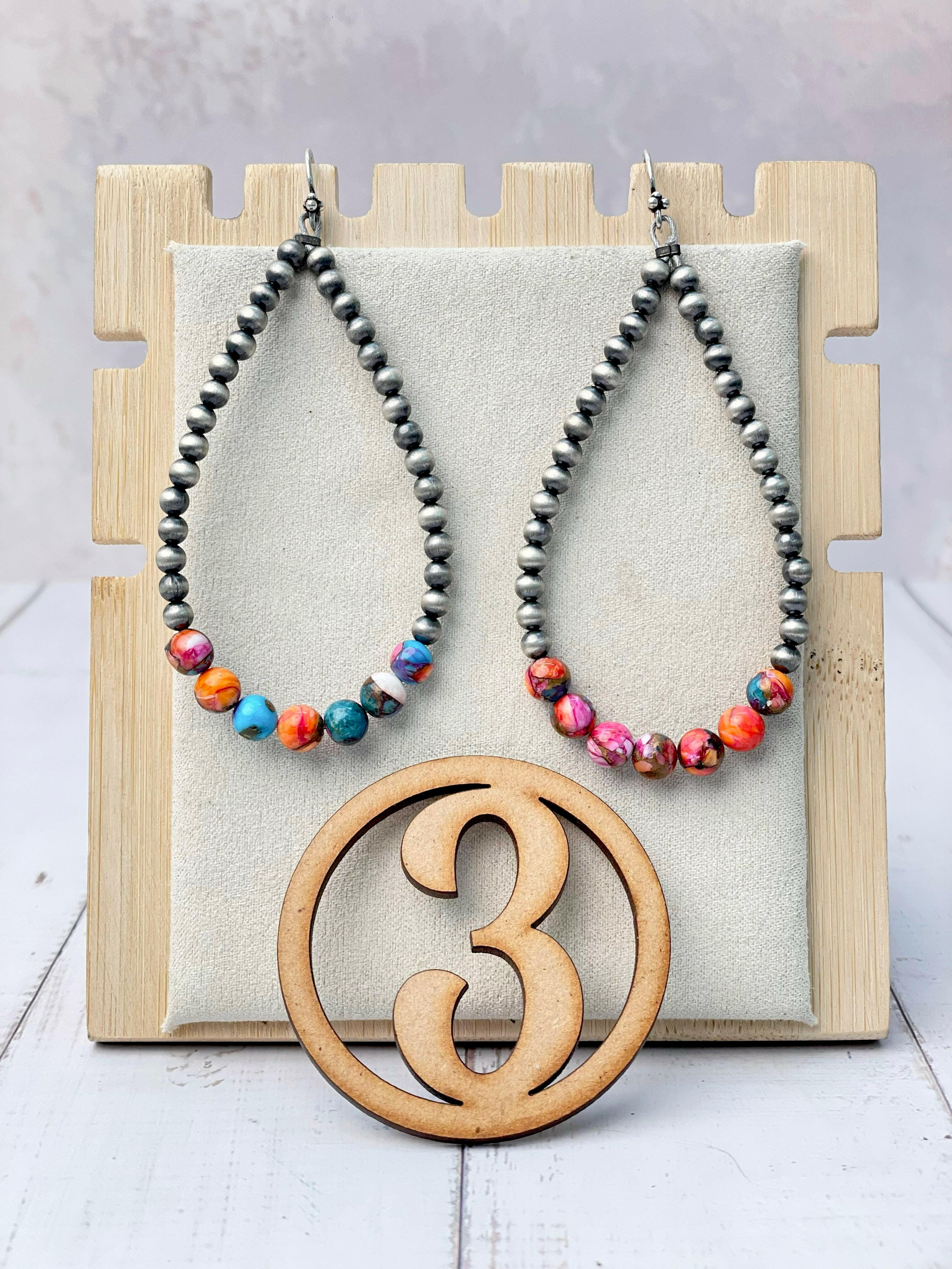 Desert Pearl & Stone Teardrop Earrings-Earrings-Krush Kandy, Women's Online Fashion Boutique Located in Phoenix, Arizona (Scottsdale Area)