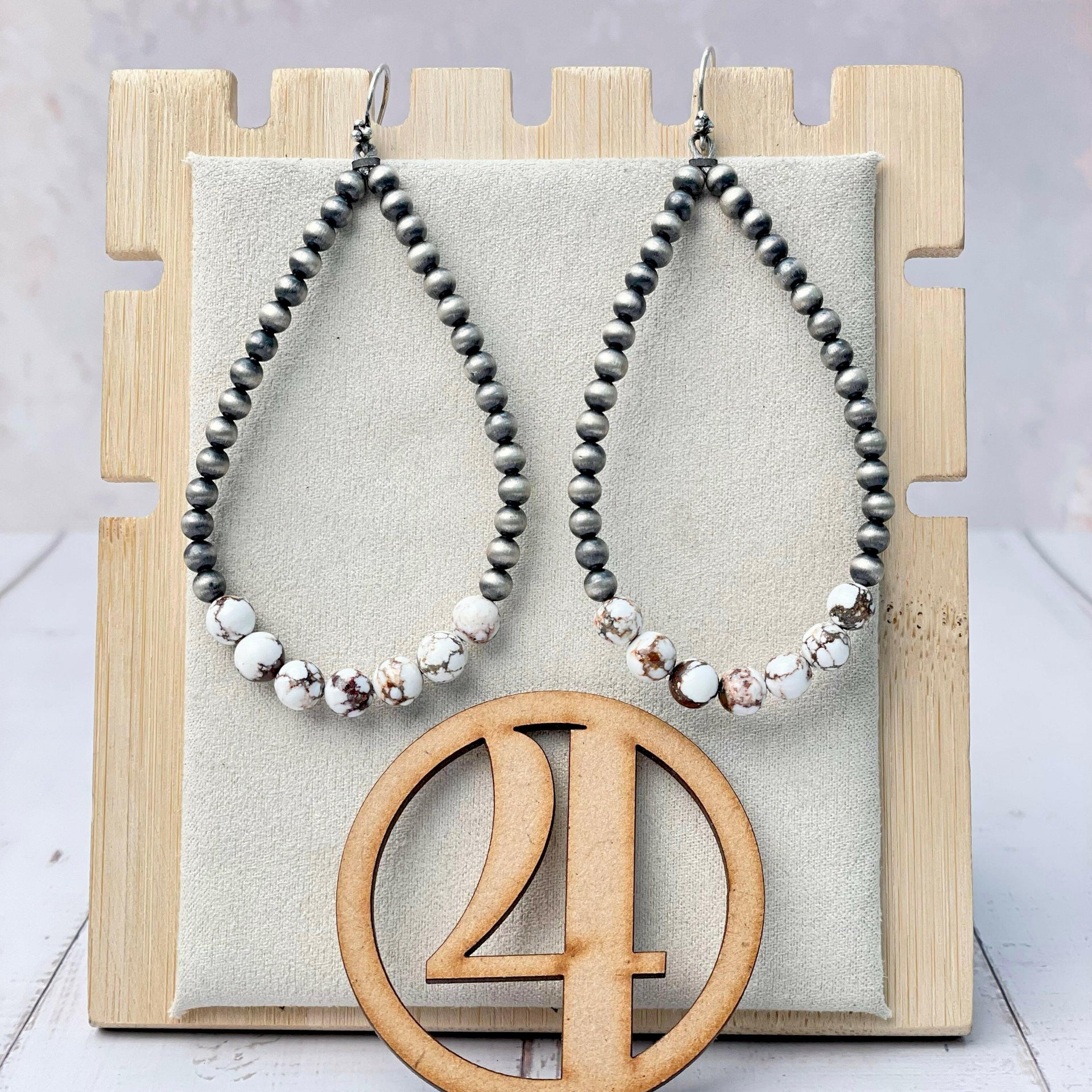 Desert Pearl & Stone Teardrop Earrings-Earrings-Krush Kandy, Women's Online Fashion Boutique Located in Phoenix, Arizona (Scottsdale Area)