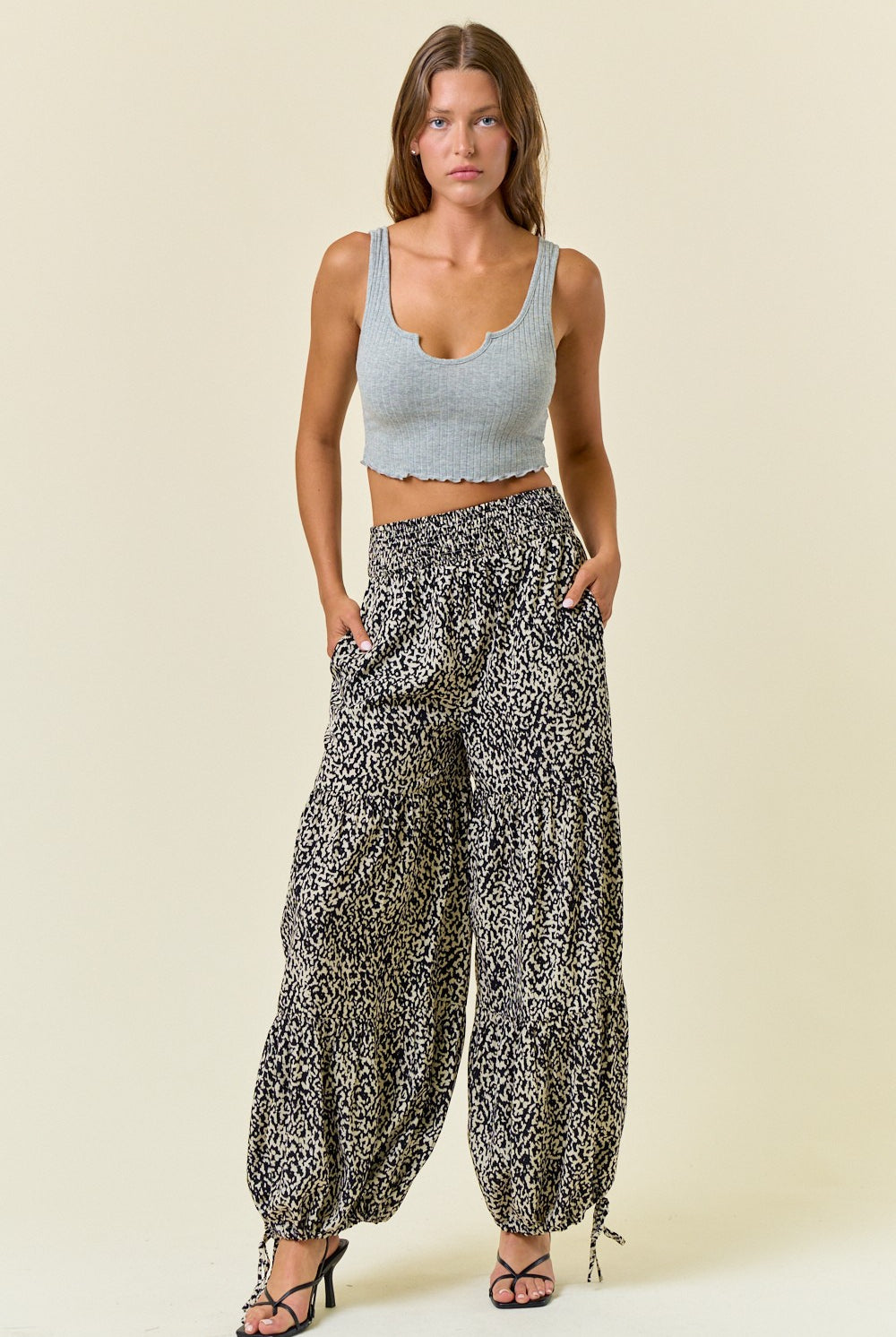 Printed Smocked Waist Tiered Wide-Leg Pants-Pants-Krush Kandy, Women's Online Fashion Boutique Located in Phoenix, Arizona (Scottsdale Area)