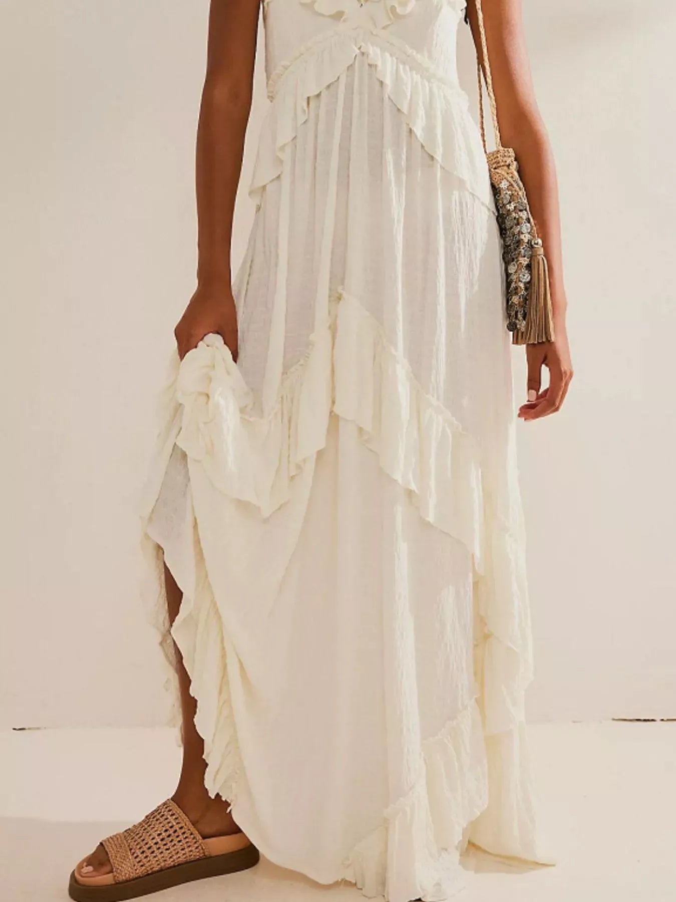 Ruffled Halter Neck Maxi Dress-Dresses-Krush Kandy, Women's Online Fashion Boutique Located in Phoenix, Arizona (Scottsdale Area)
