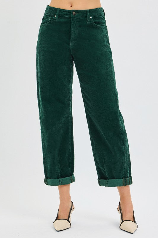 High Rise Crop Barrel Corduroy Pants-Jeans-Krush Kandy, Women's Online Fashion Boutique Located in Phoenix, Arizona (Scottsdale Area)