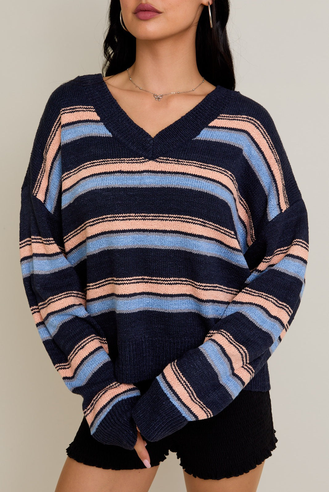 Coastal Breeze Striped Knit Sweater-Sweaters-Krush Kandy, Women's Online Fashion Boutique Located in Phoenix, Arizona (Scottsdale Area)