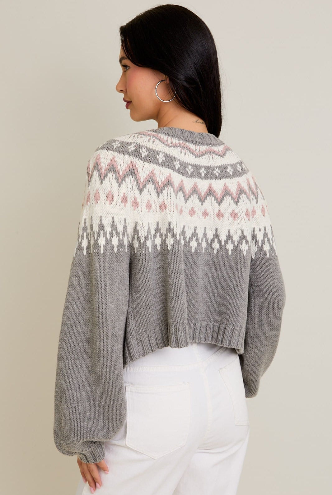 Frosted Peaks Jacquard Cardigan-Cardigans-Krush Kandy, Women's Online Fashion Boutique Located in Phoenix, Arizona (Scottsdale Area)