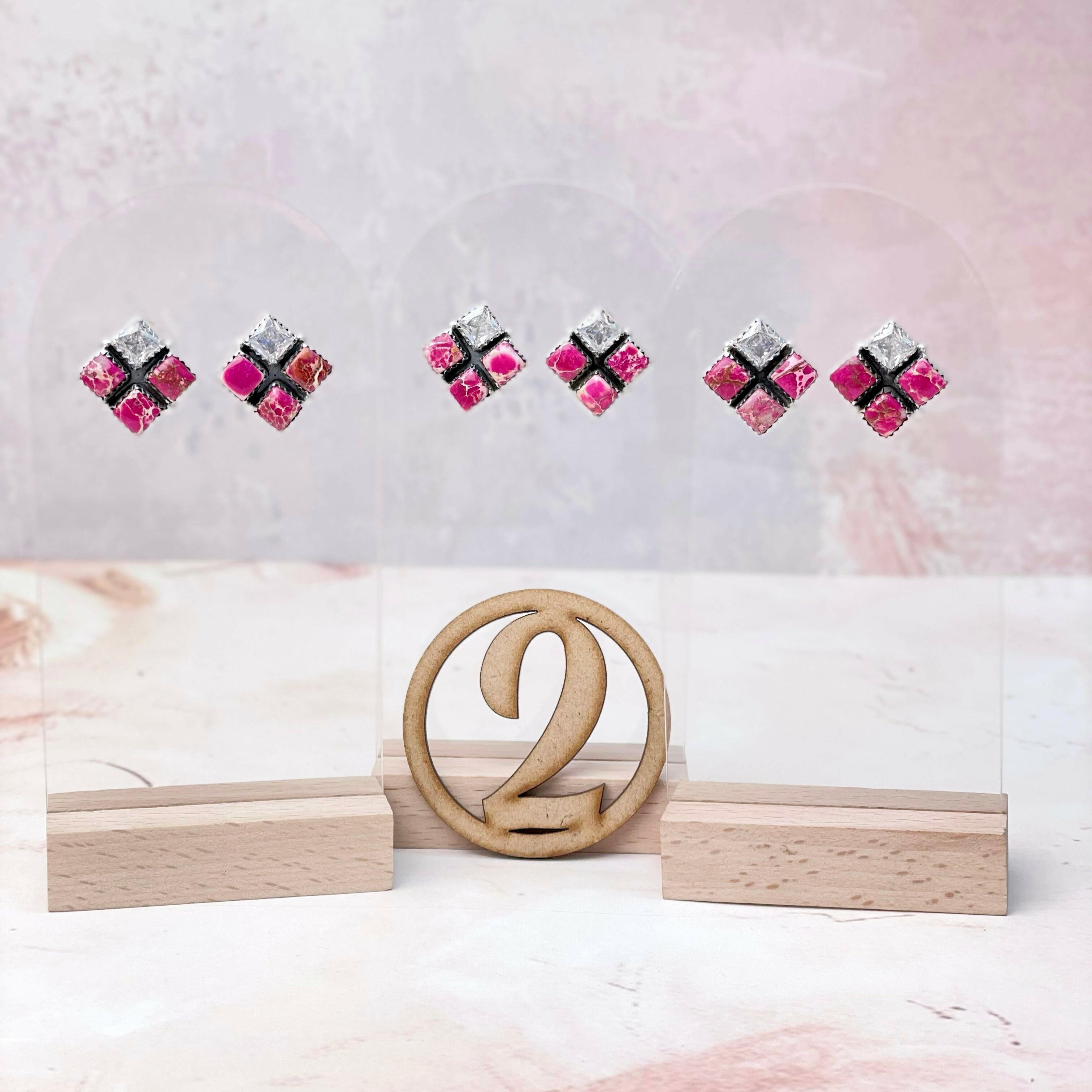 Desert Jasper CZ Square Earrings-Earrings-Krush Kandy, Women's Online Fashion Boutique Located in Phoenix, Arizona (Scottsdale Area)