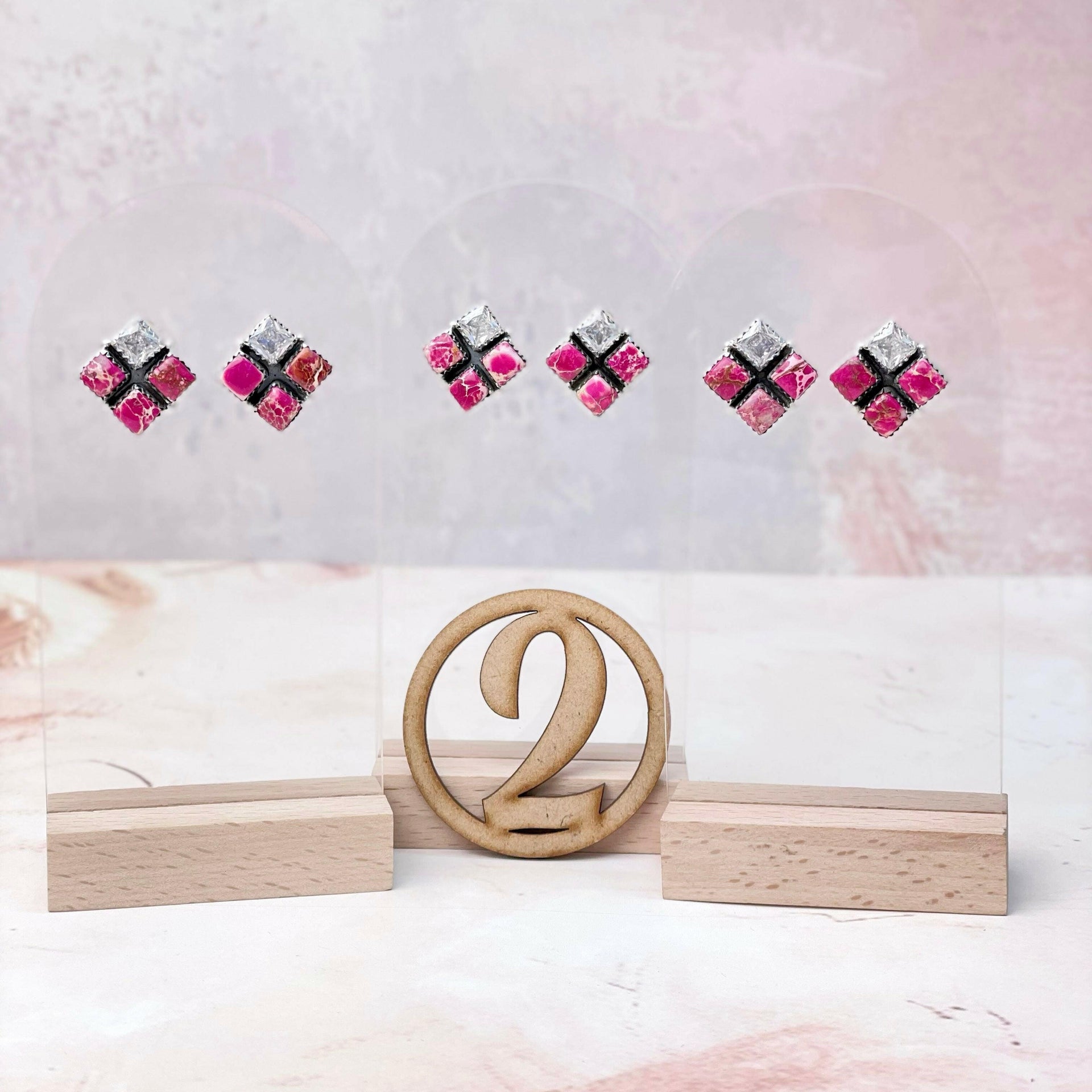 Desert Jasper CZ Square Earrings-Earrings-Krush Kandy, Women's Online Fashion Boutique Located in Phoenix, Arizona (Scottsdale Area)